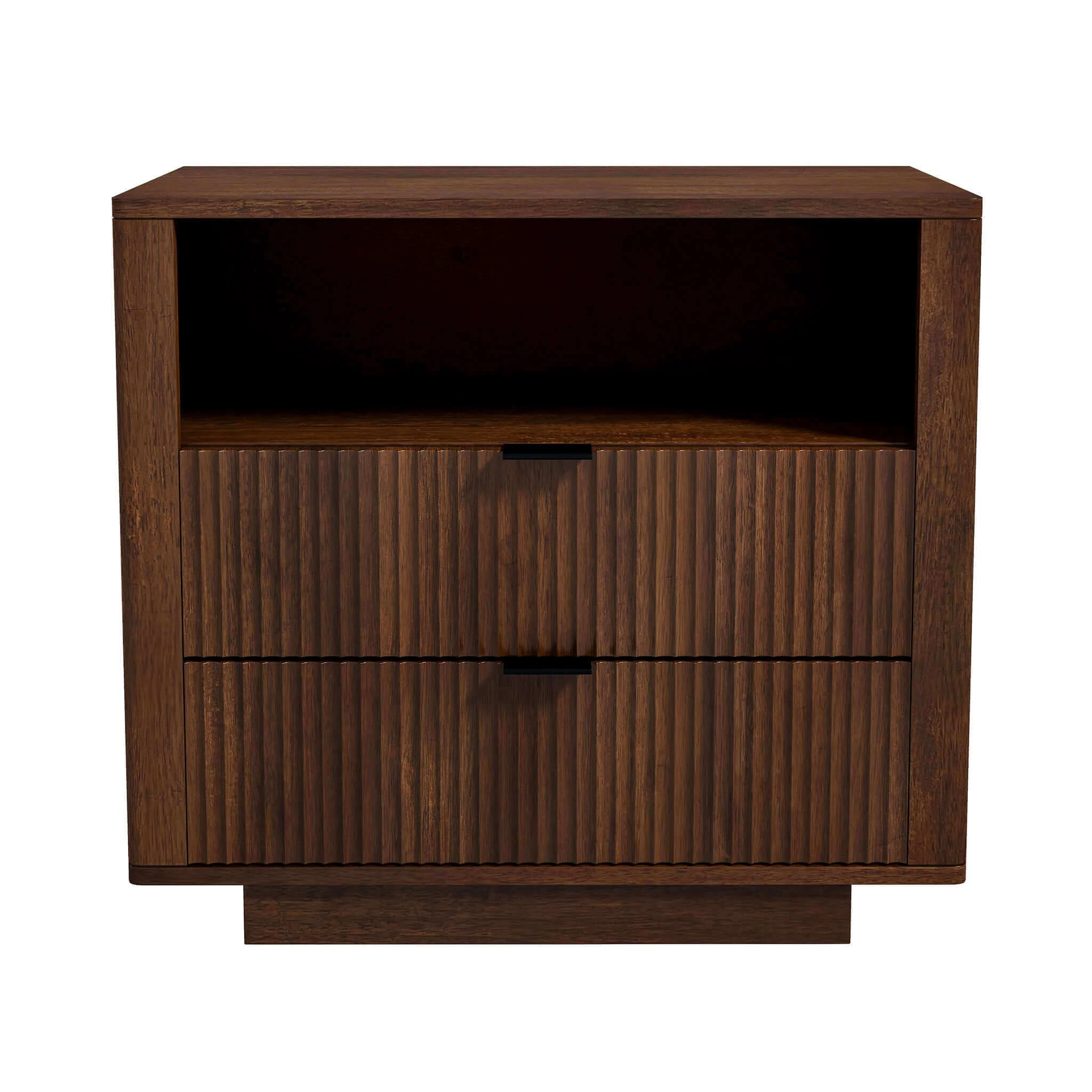 Lola Mid Century Modern Walnut Nightstand 2-Drawer Bed Side Table - Image 3