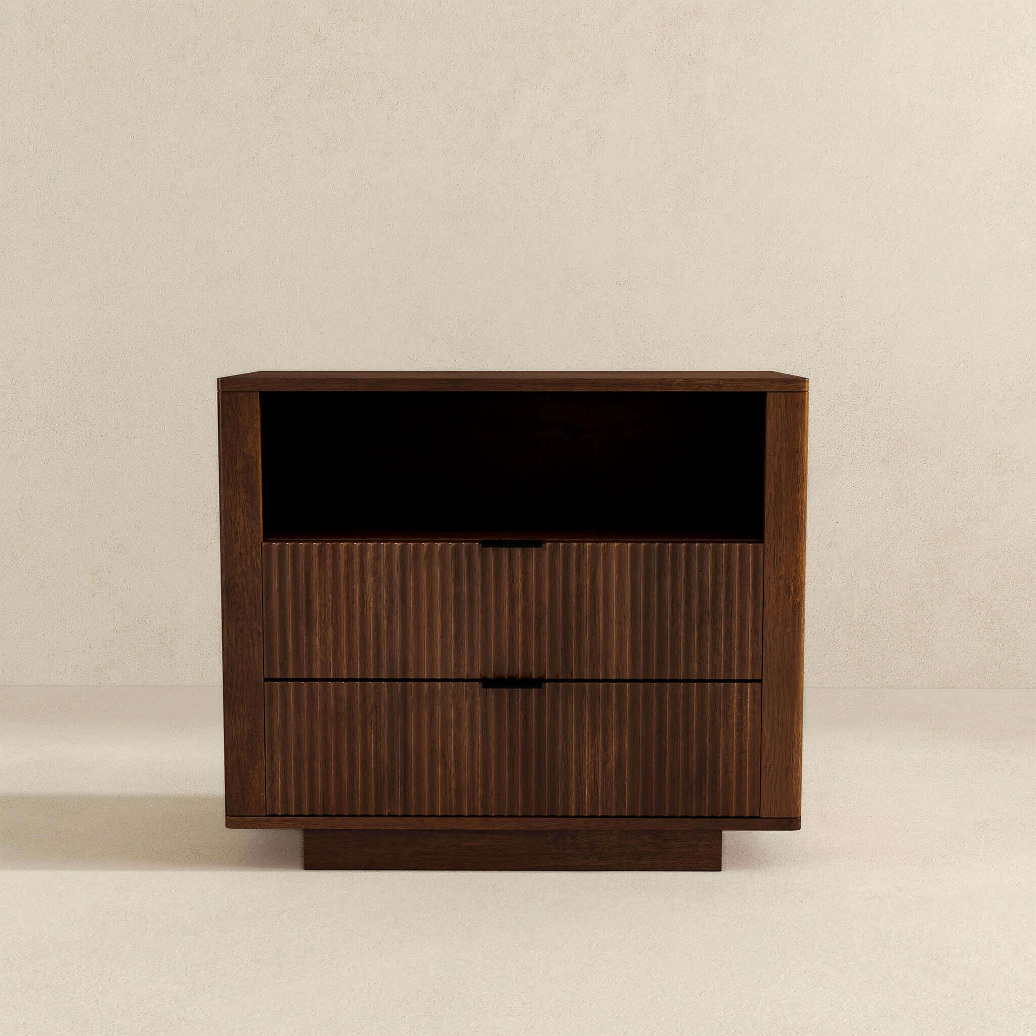 Lola Mid Century Modern Walnut Nightstand 2-Drawer Bed Side Table - Image 4
