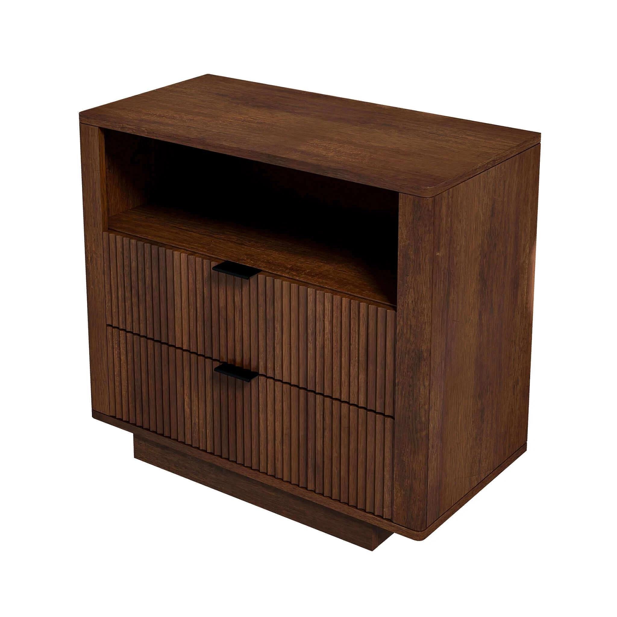 Lola Mid Century Modern Walnut Nightstand 2-Drawer Bed Side Table - Image 7