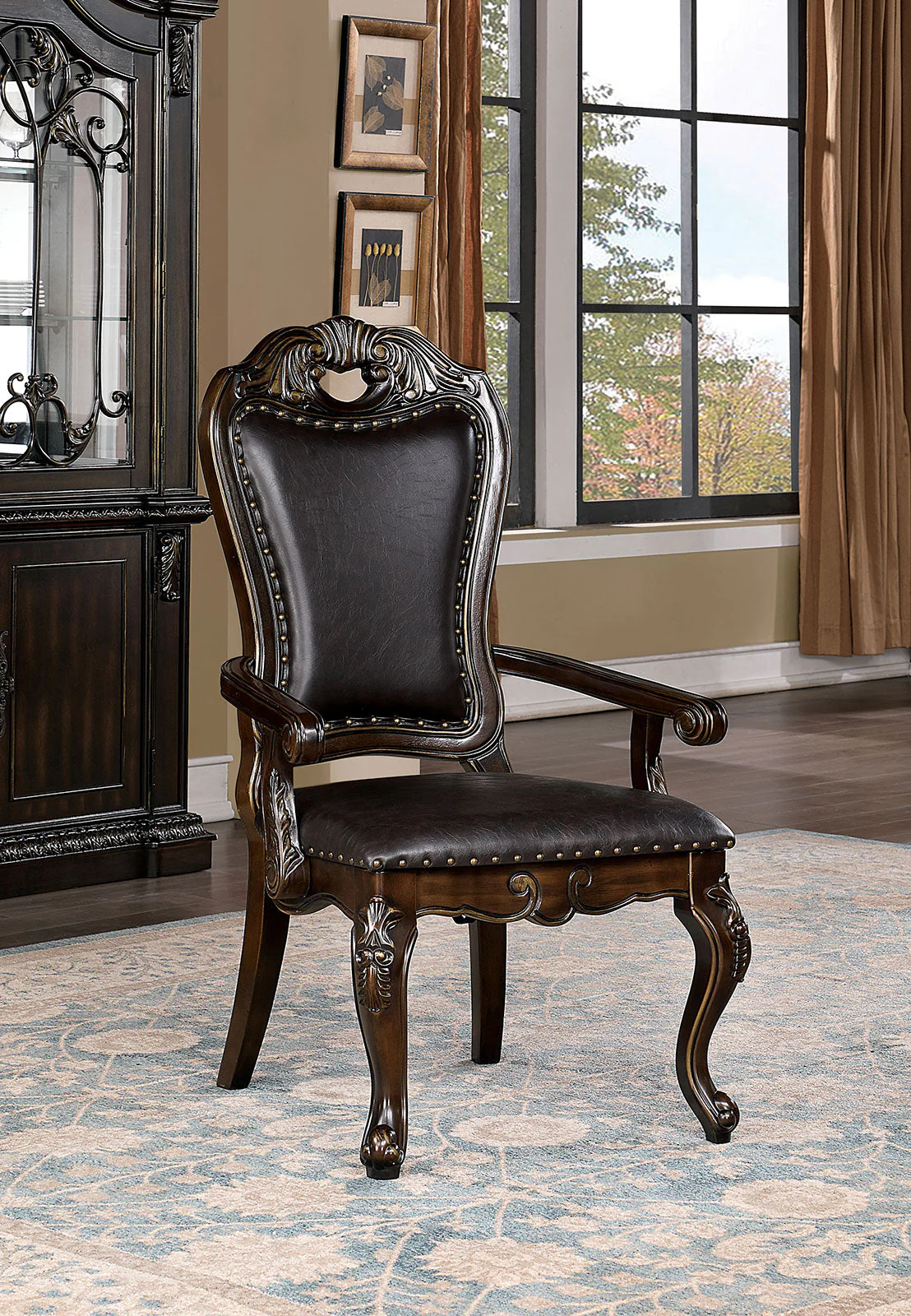 Lombardy Walnut/Dark Brown 7 Pc. Dining Room Set - Image 3