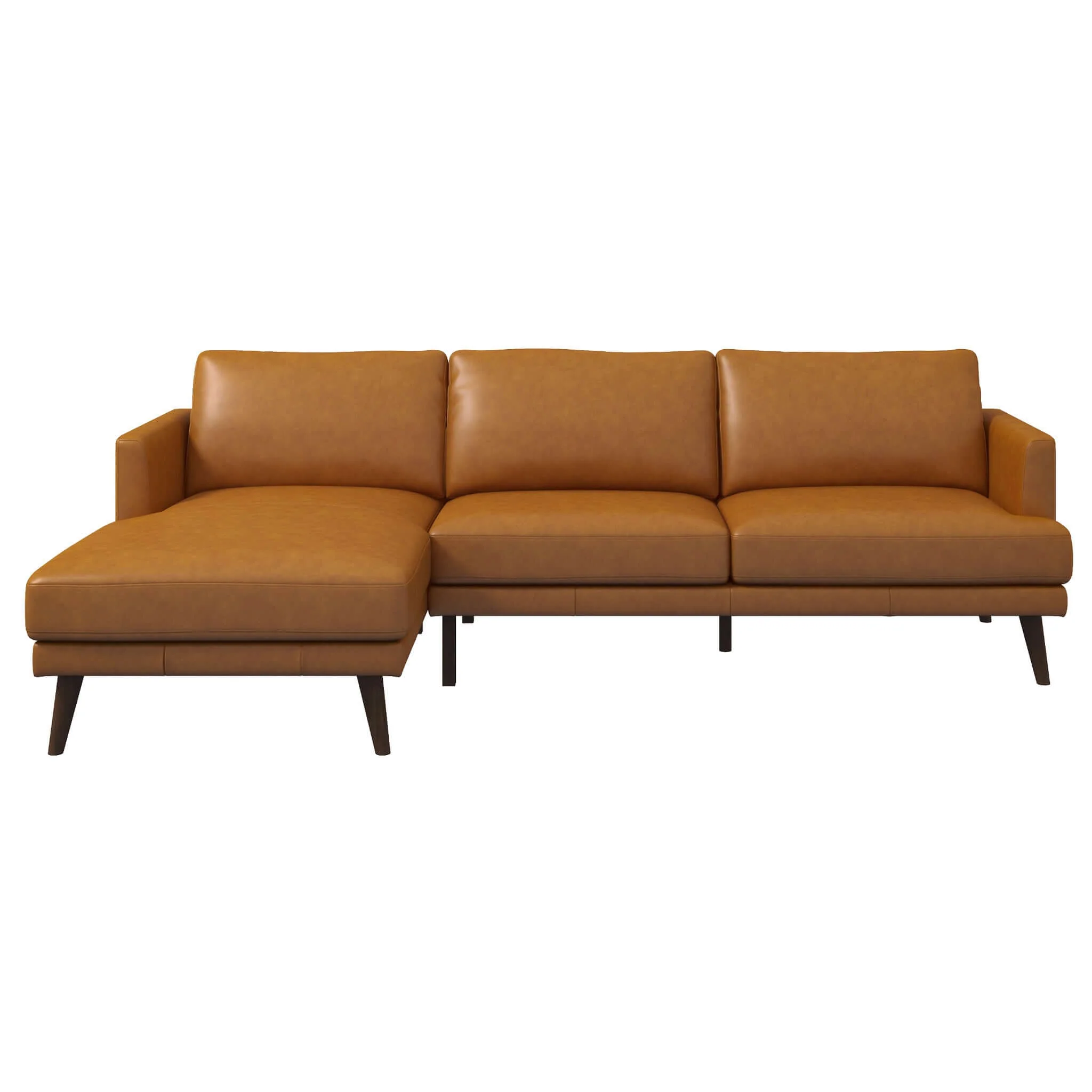 Lore L-Shaped Genuine Leather Sectional In Tan Left Facing - Image 5