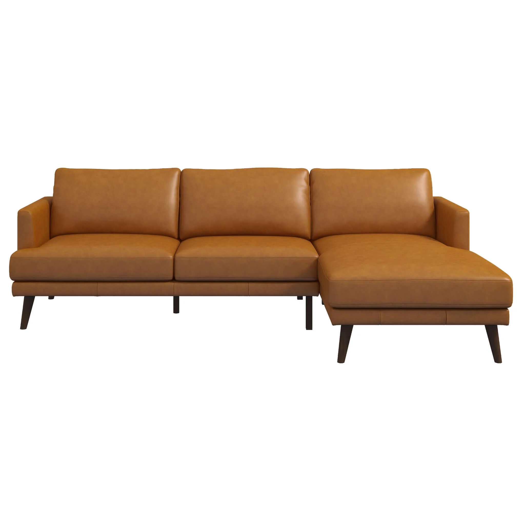 Lore  L-Shaped Genuine Leather Sectional In Tan Right Facing - Image 6