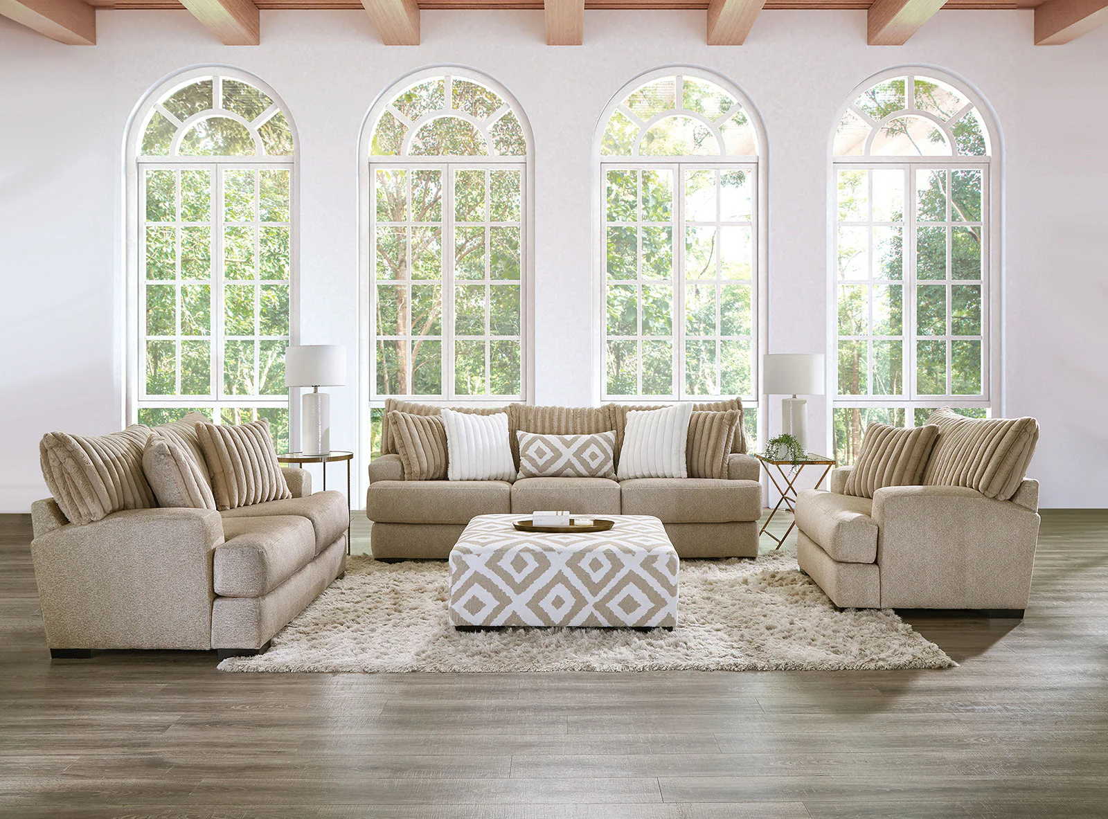 Loughlin Light Brown/Ivory Ottoman - Image 4