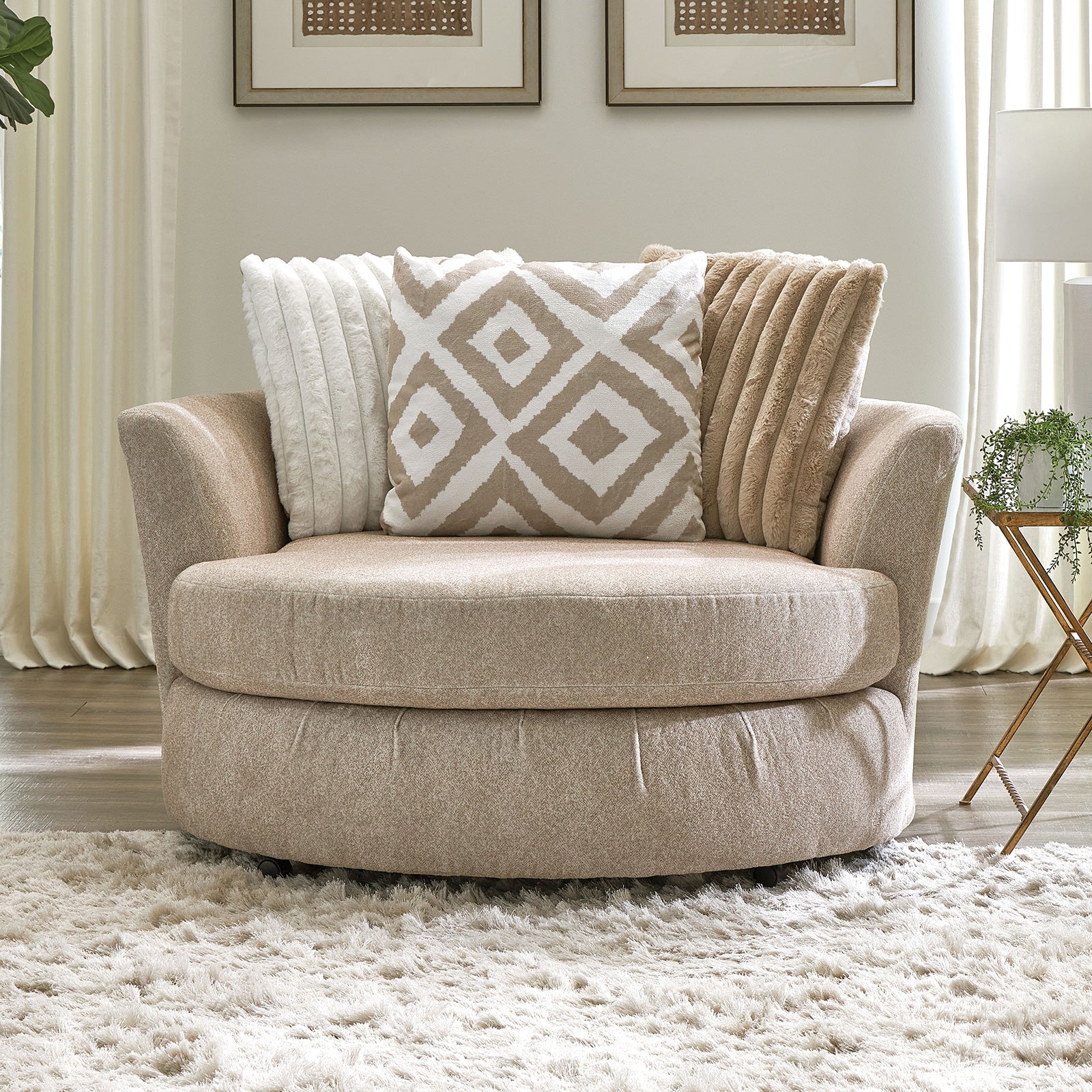 Loughlin Light Brown Swivel Chair - Image 2
