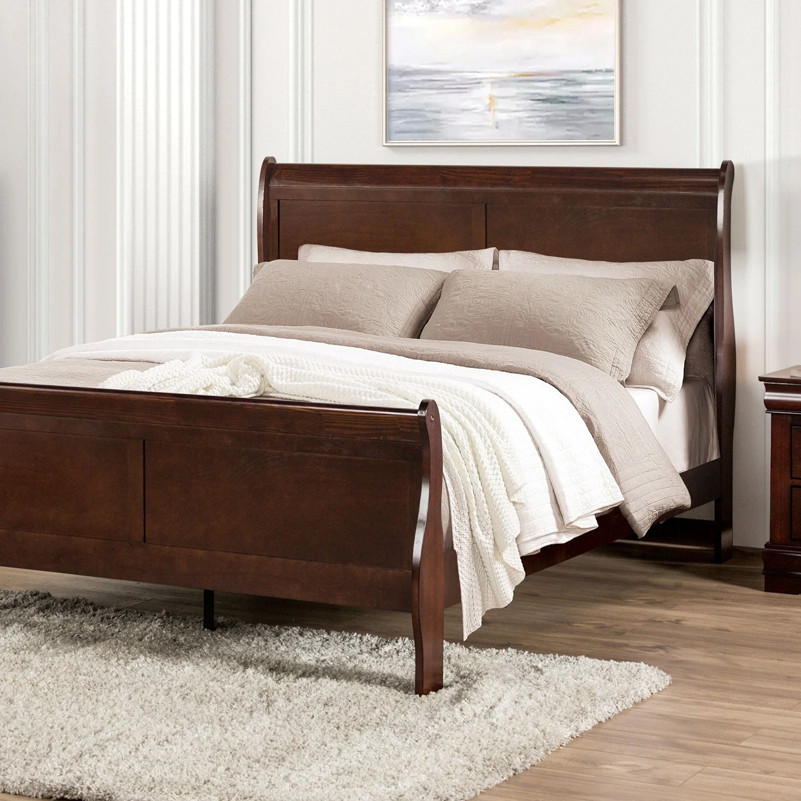 Louis Philippe Dark Cherry 5 Pc. Queen Bedroom Set w/ Chest - Image 2