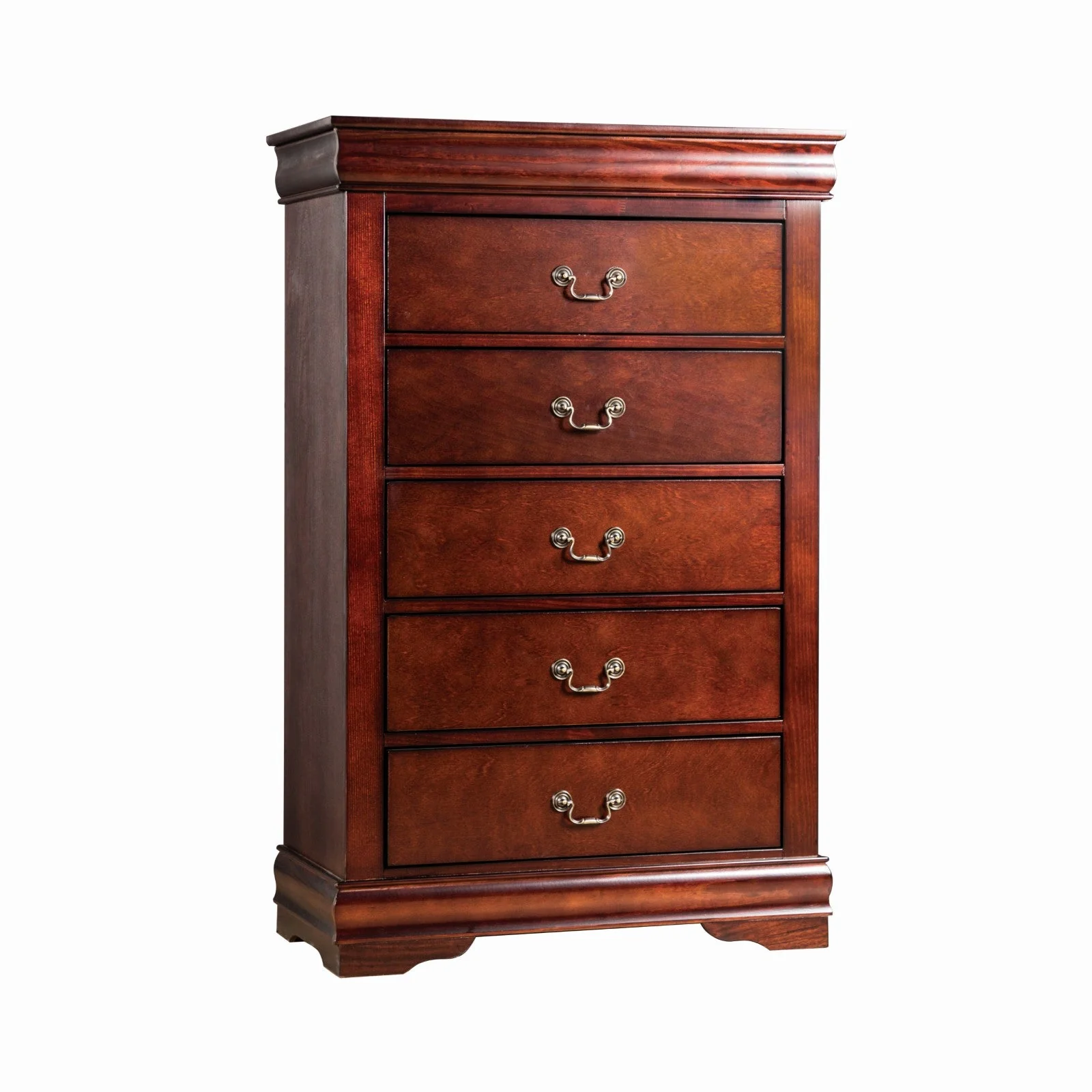 Louis Philippe Dark Cherry 5 Pc. Queen Bedroom Set w/ Chest - Image 4