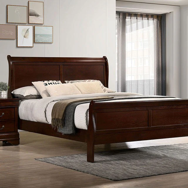 Louis Philippe Dark Cherry Queen Bed - Image 2