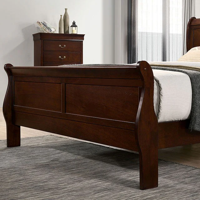 Louis Philippe Dark Cherry Queen Bed - Image 4