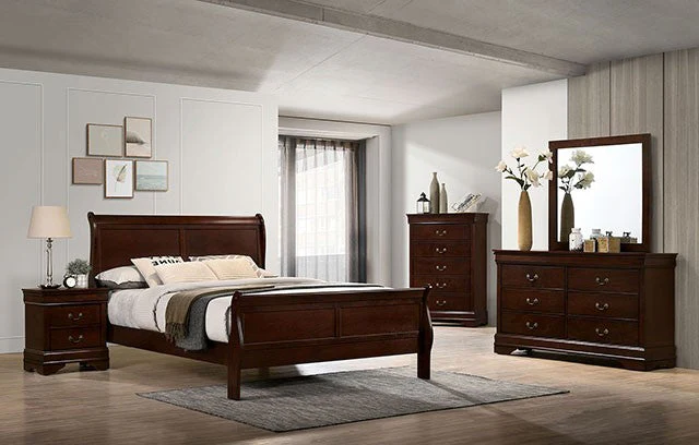 Louis Philippe Dark Cherry Queen Bed - Image 5