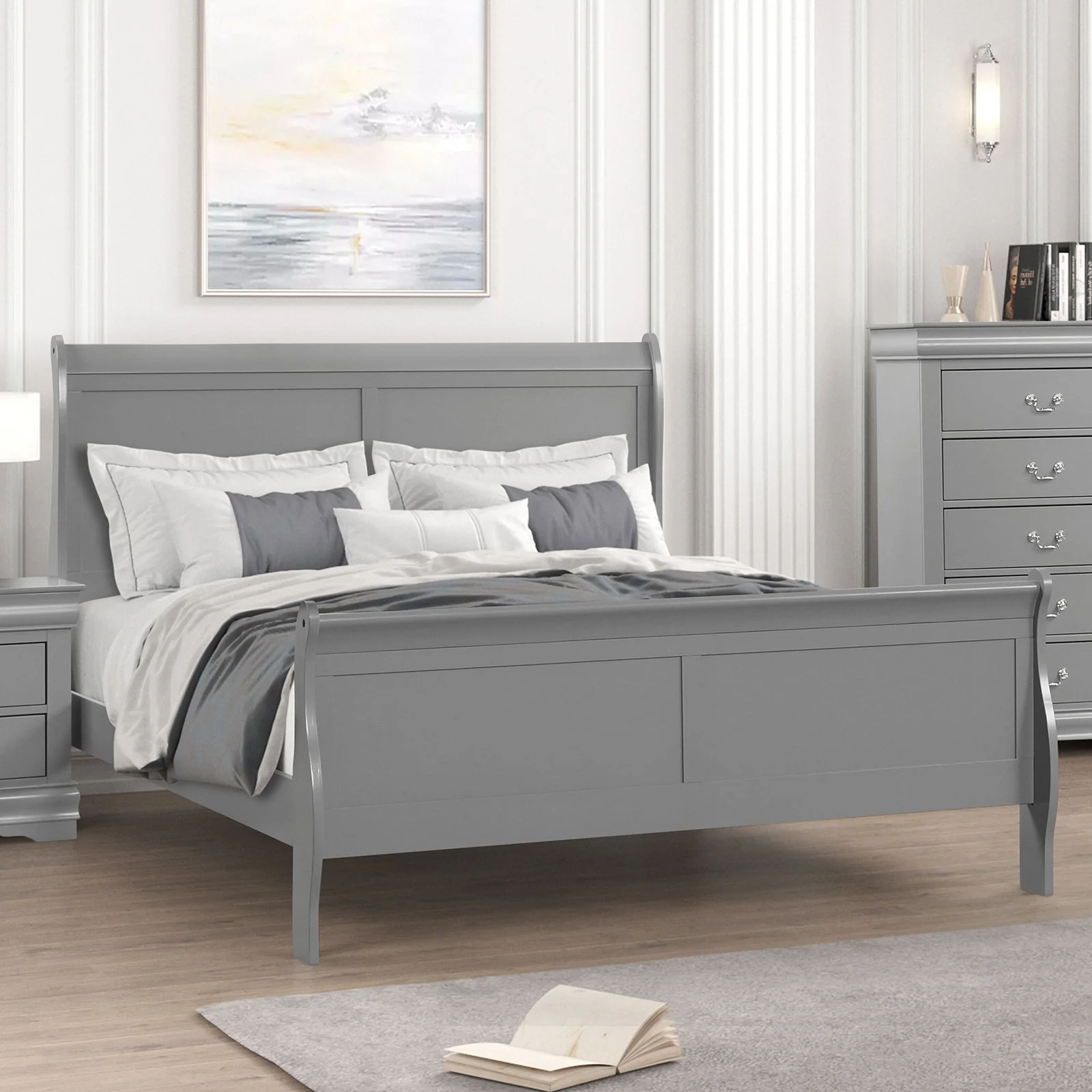 Louis Philippe Gray 5 Pc. Queen Bedroom Set w/ Chest - Image 2