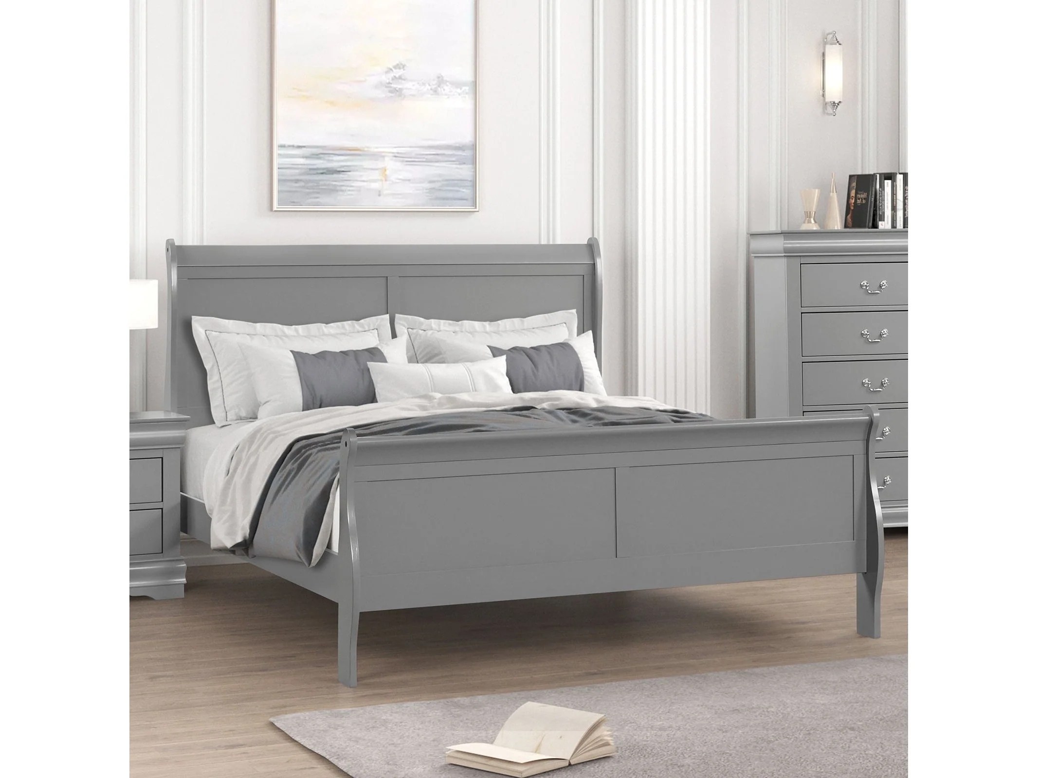 Louis Philippe Gray Queen Bed