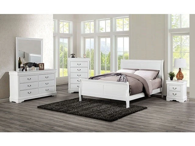 Louis Philippe White 5 Pc. Queen Bedroom Set w/ 2NS