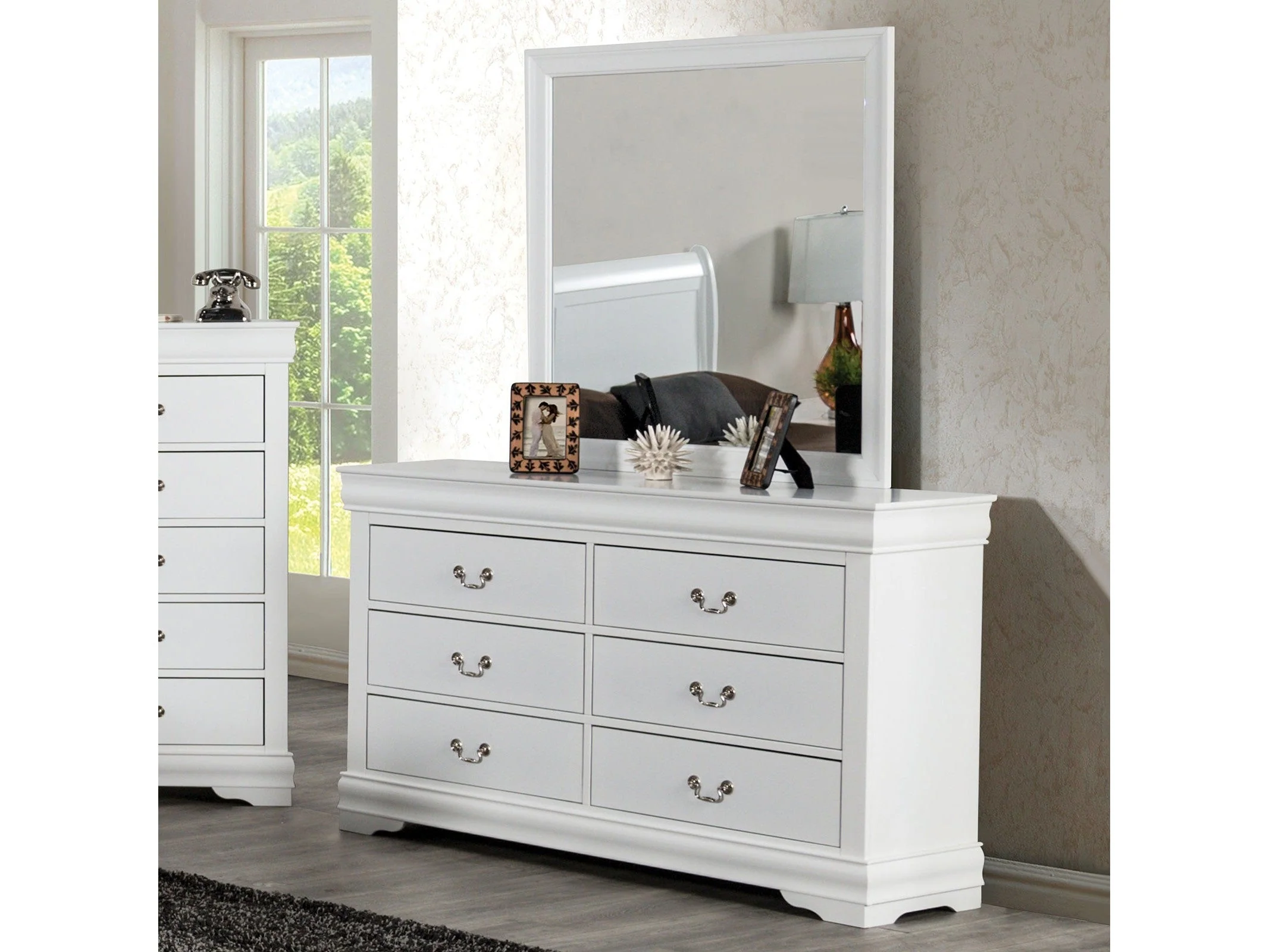 Louis Philippe White 5 Pc. Queen Bedroom Set w/ Chest - Image 2