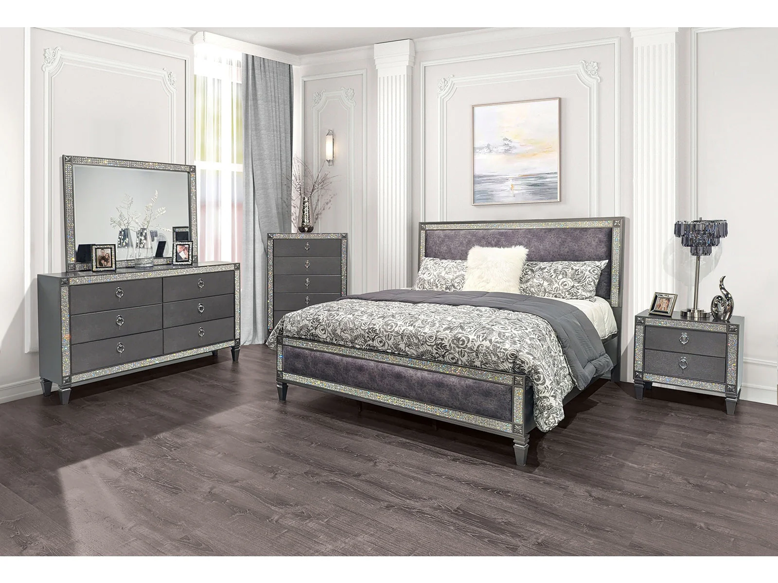 Lyanne Gray 5 Pc. Queen Bedroom Set w/ 2NS