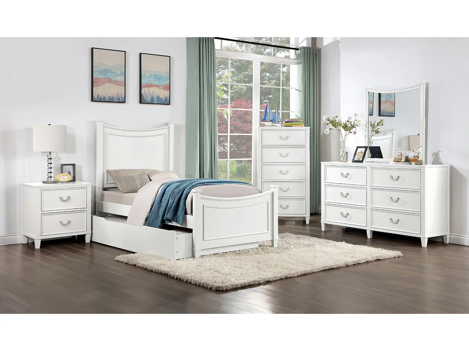 Lycoris White Twin 4 Piece Bedroom Set
