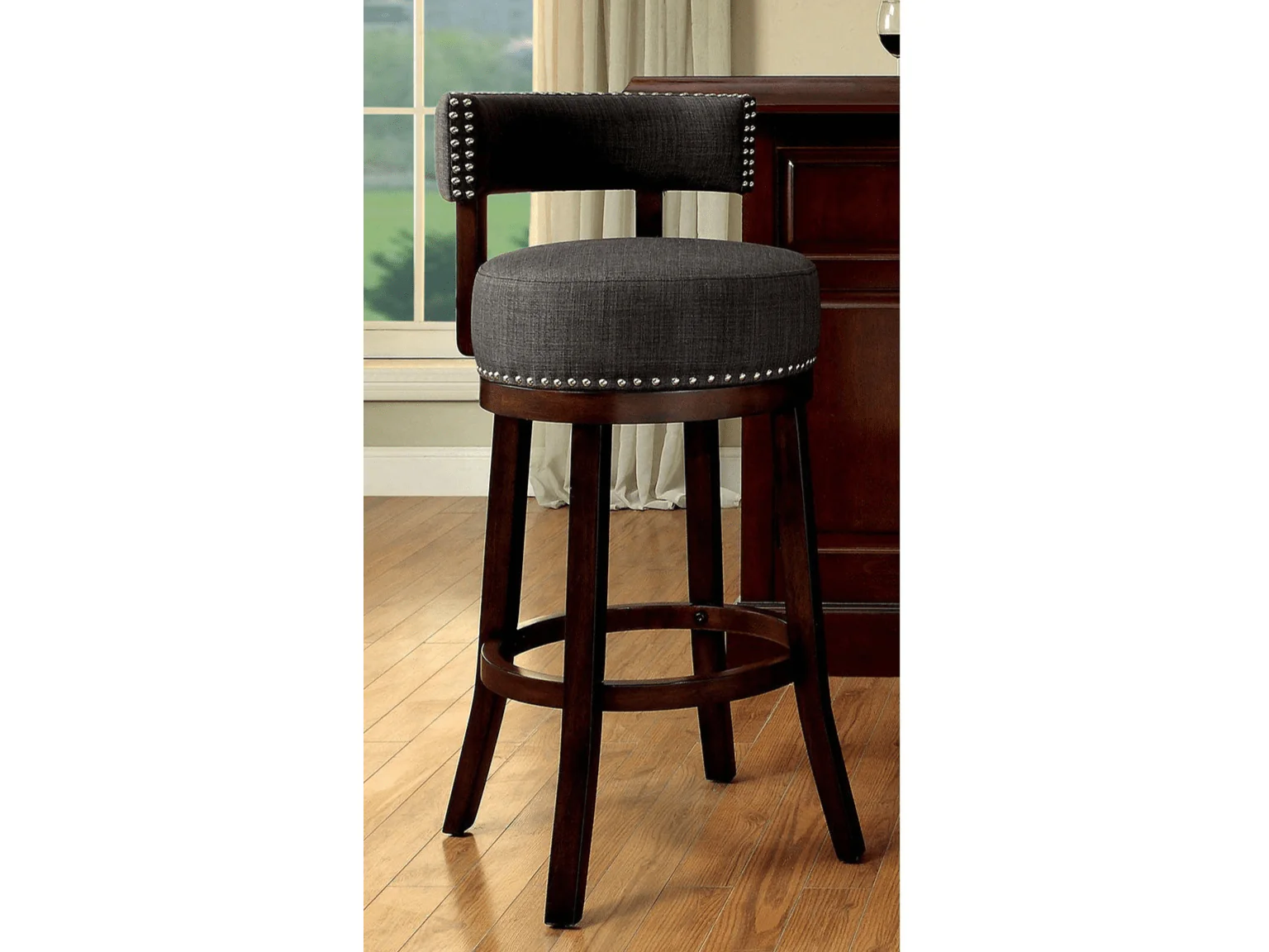 Lynsey Dark Oak/Gray 24" Bar Stool