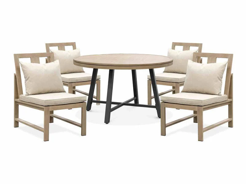 Lyon Black/Natural/Brown 5 Pc. Game Table Set w/ 4 Armless Chairs