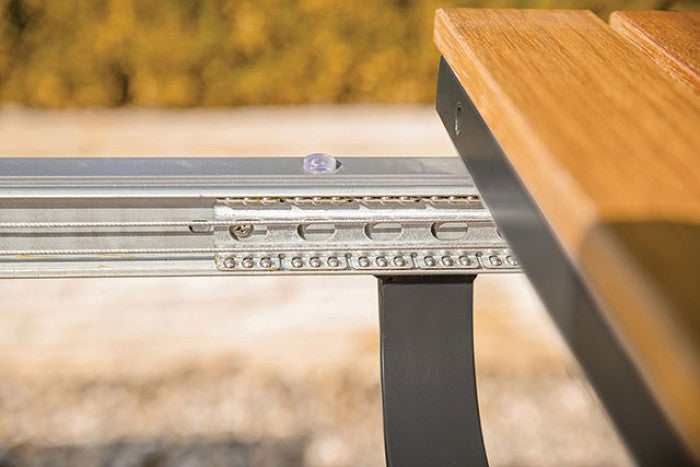 Mackay Gun Metal & Natural Teak Outdoor Dining Table w/ Butterfly Leaf - Image 7