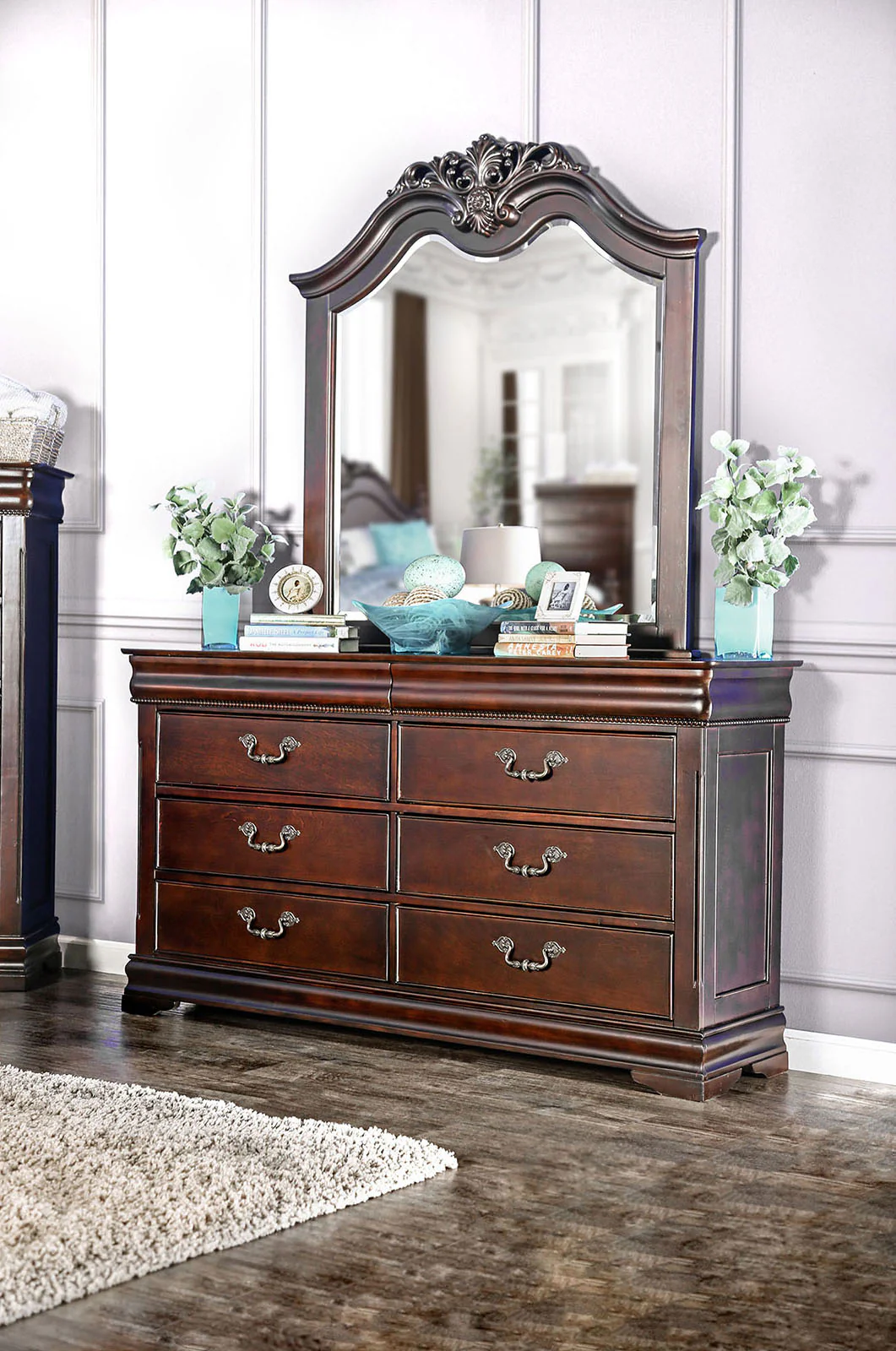Mandura Cherry 5 Pc. Queen Bedroom Set w/ 2NS - Image 5