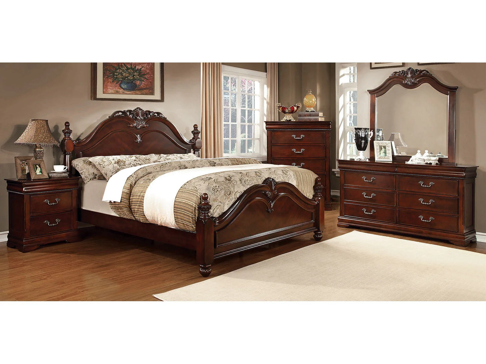 Mandura Cherry 5 Pc. Queen Bedroom Set w/ Chest