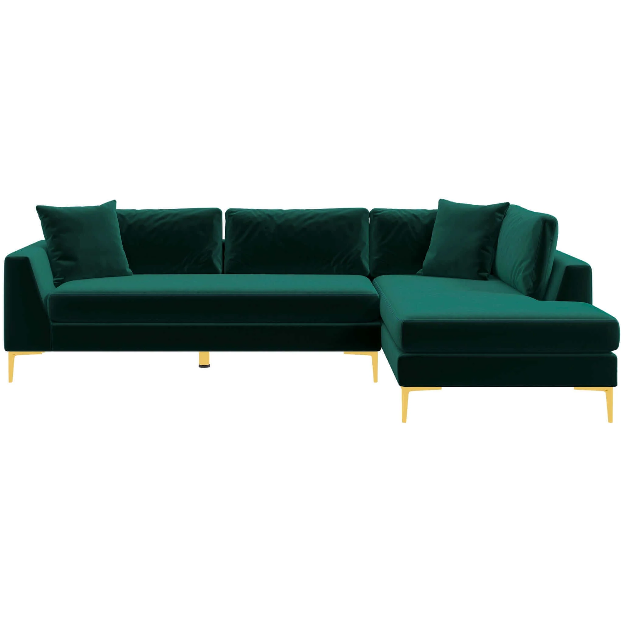 Mano  L-Shaped Velvet Sectional Sofa In Green Right Facing - Image 5