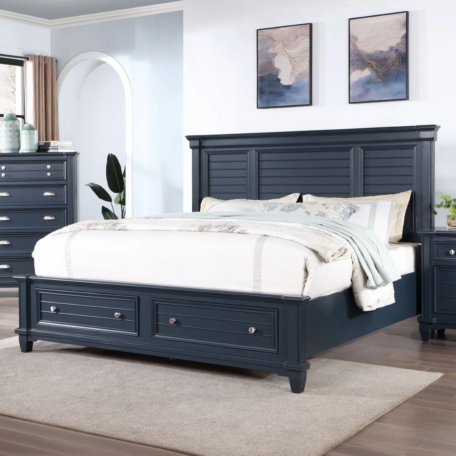 Manzanillo Slate Blue 5 Pc. Queen Bedroom Set w/ Chest - Image 2