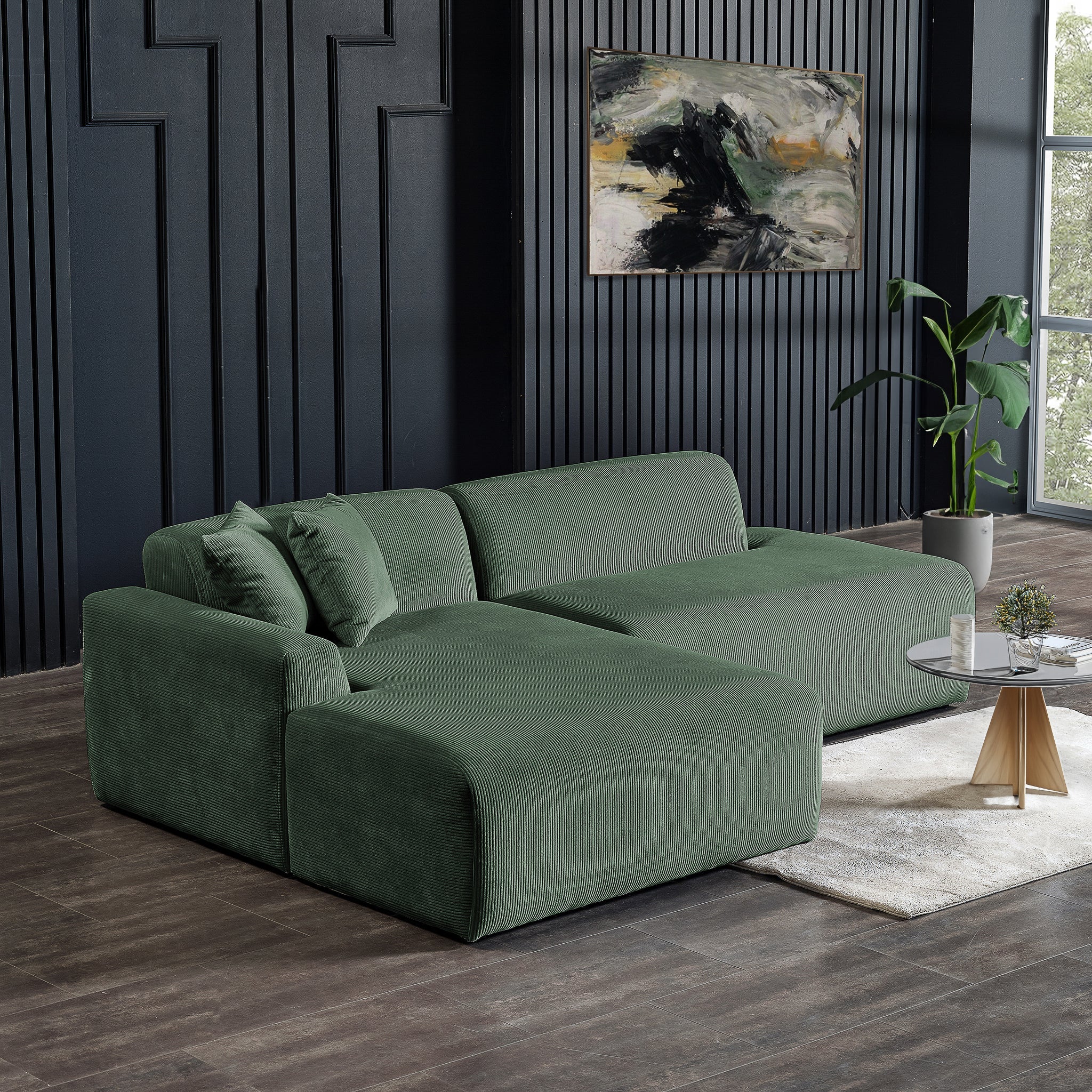 Mar Sectional Green Corduroy Sofa (Left Facing) - Image 3