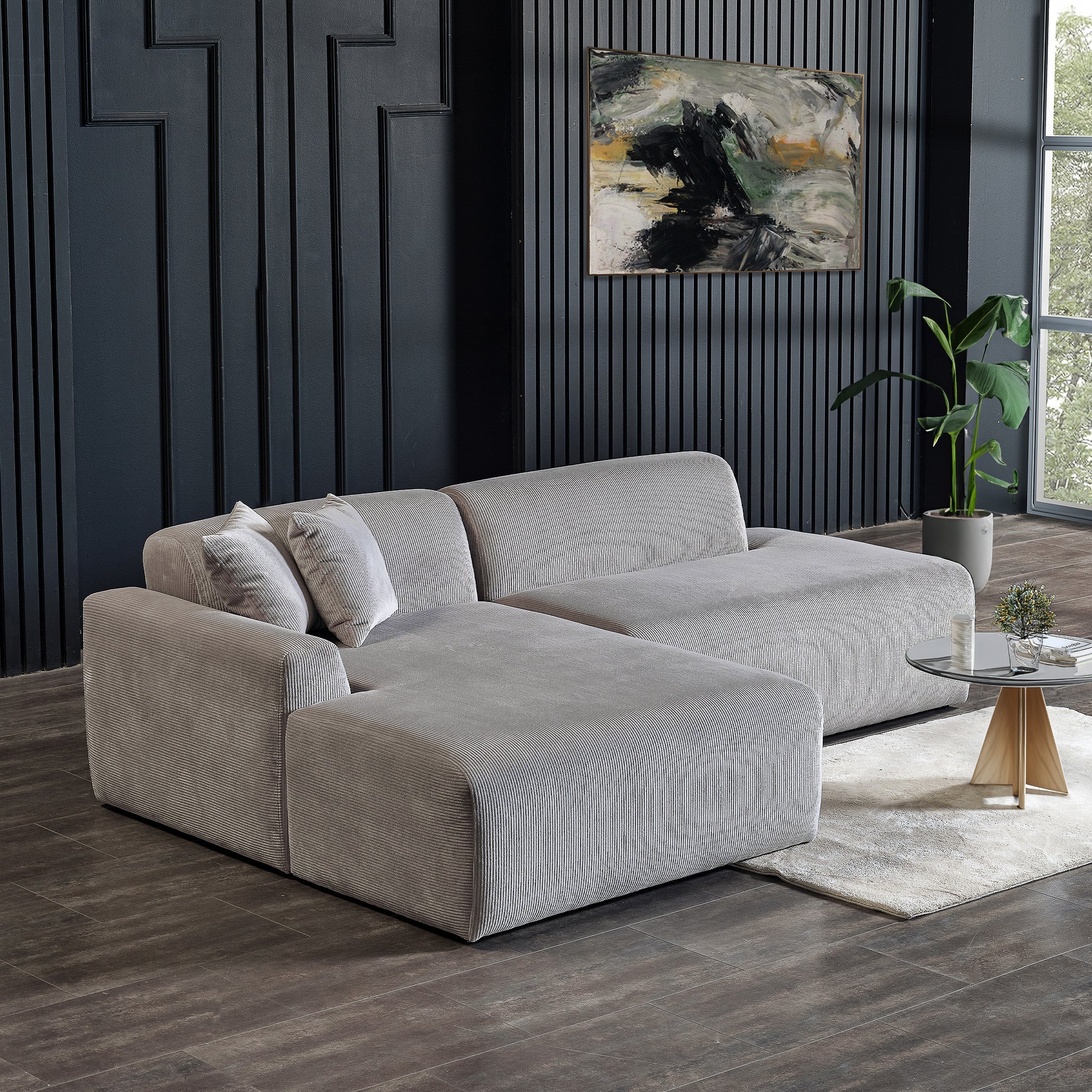 Mar Sectional Grey Corduroy Sofa (Left Facing) - Image 3
