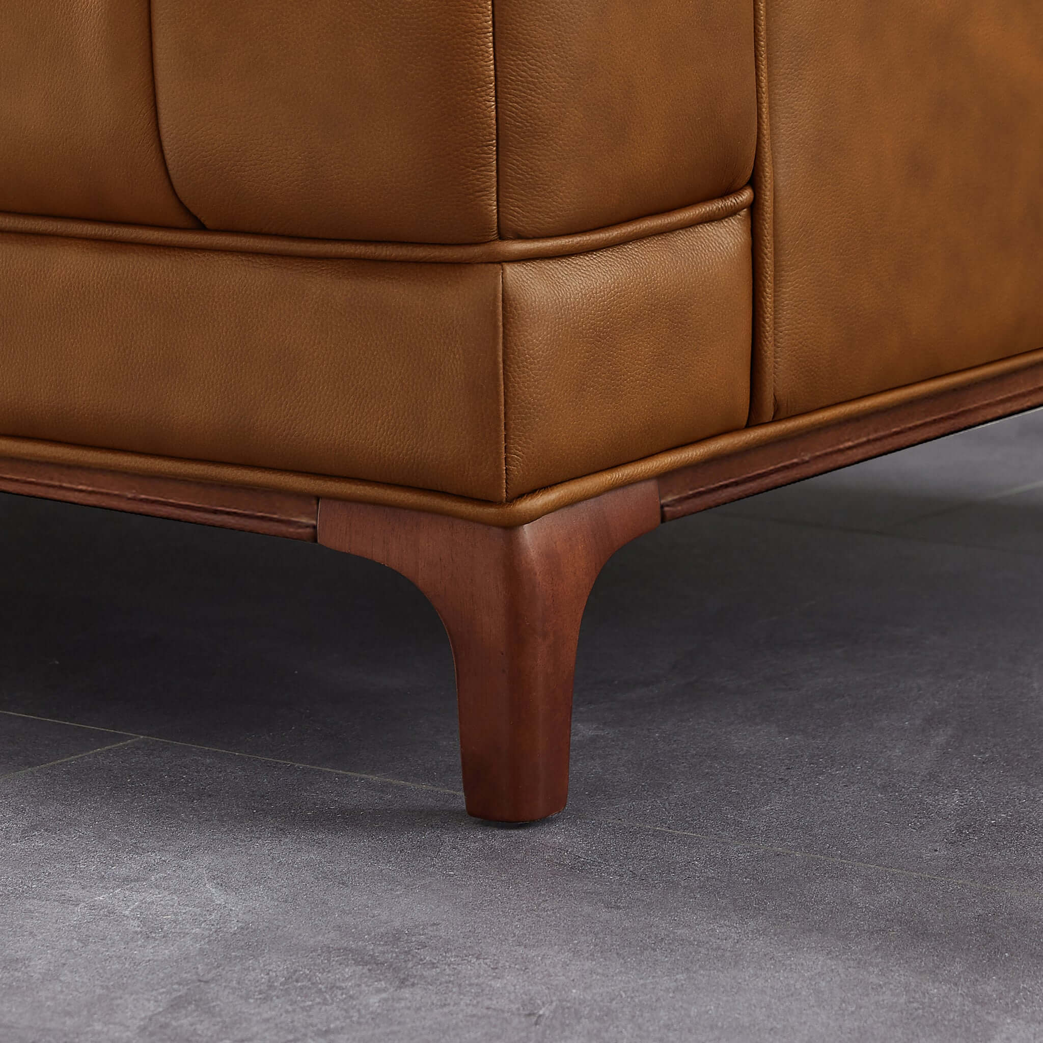 Mara Tufted Cognac Leather Sofa - Image 6
