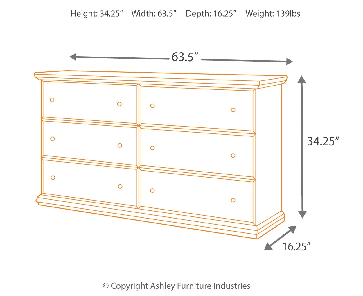Maribel Six Drawer Dresser - Image 9