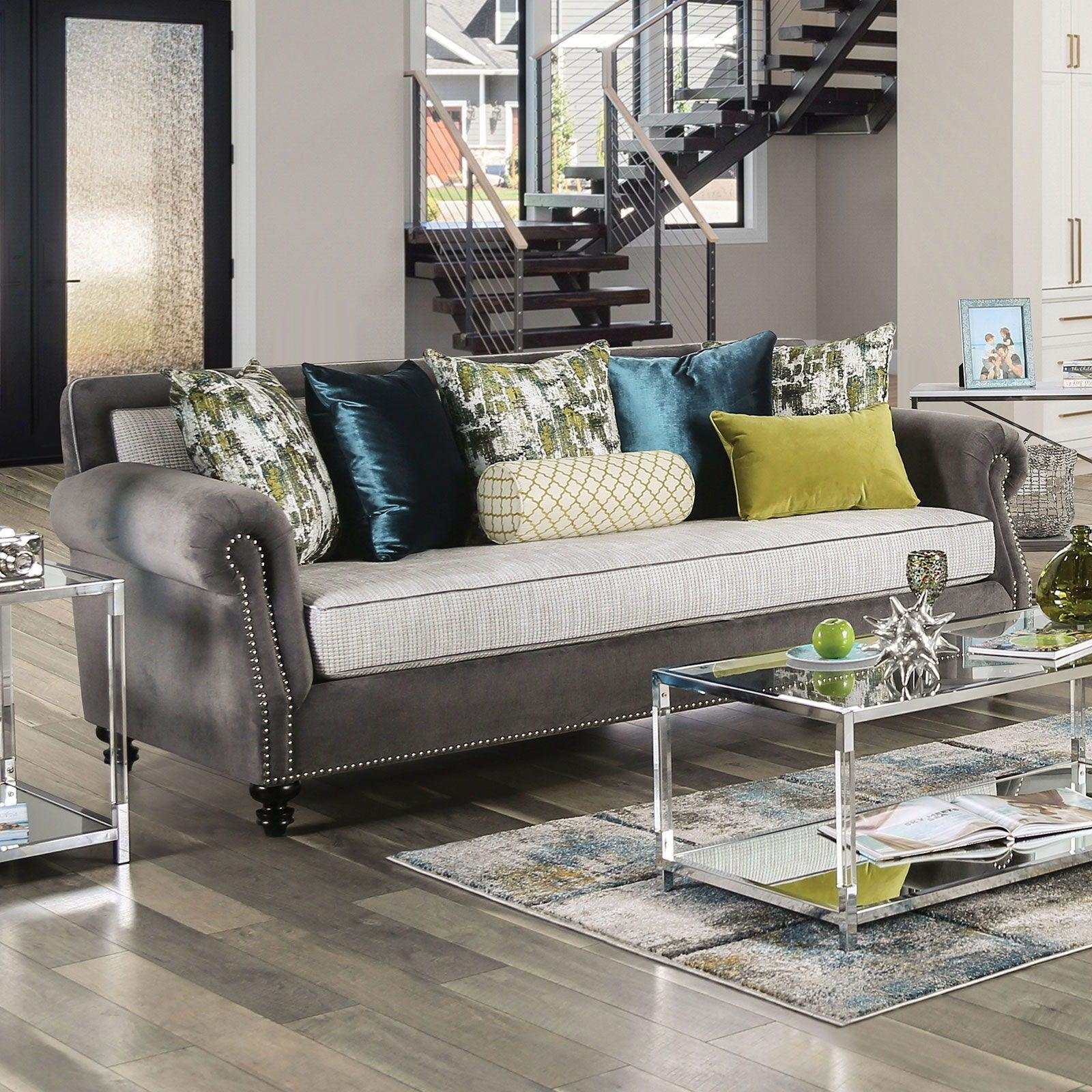 Mariella Gray & Beige Stationary Sofa & Loveseat 2pc - Image 2