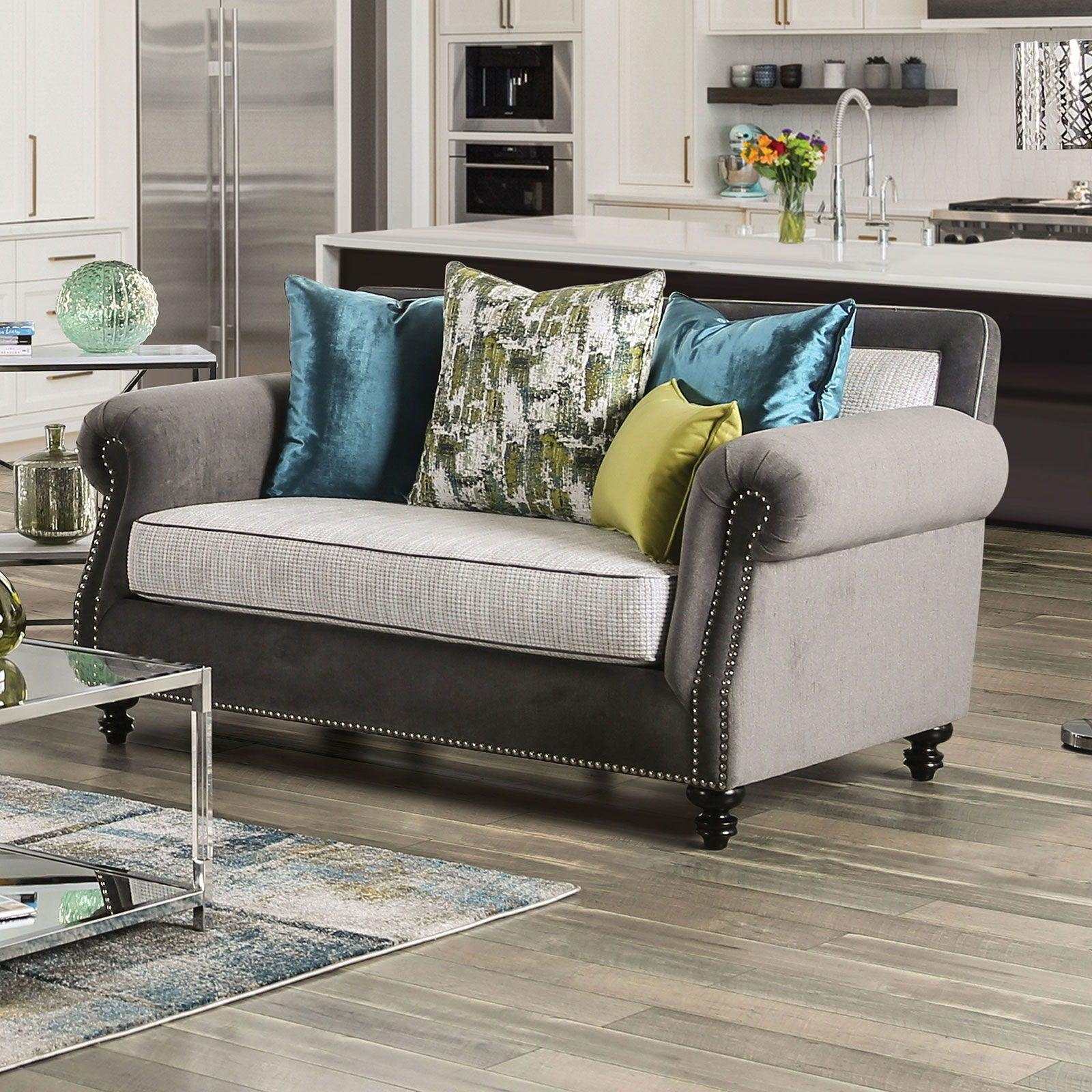 Mariella Gray & Beige Stationary Sofa & Loveseat 2pc - Image 3