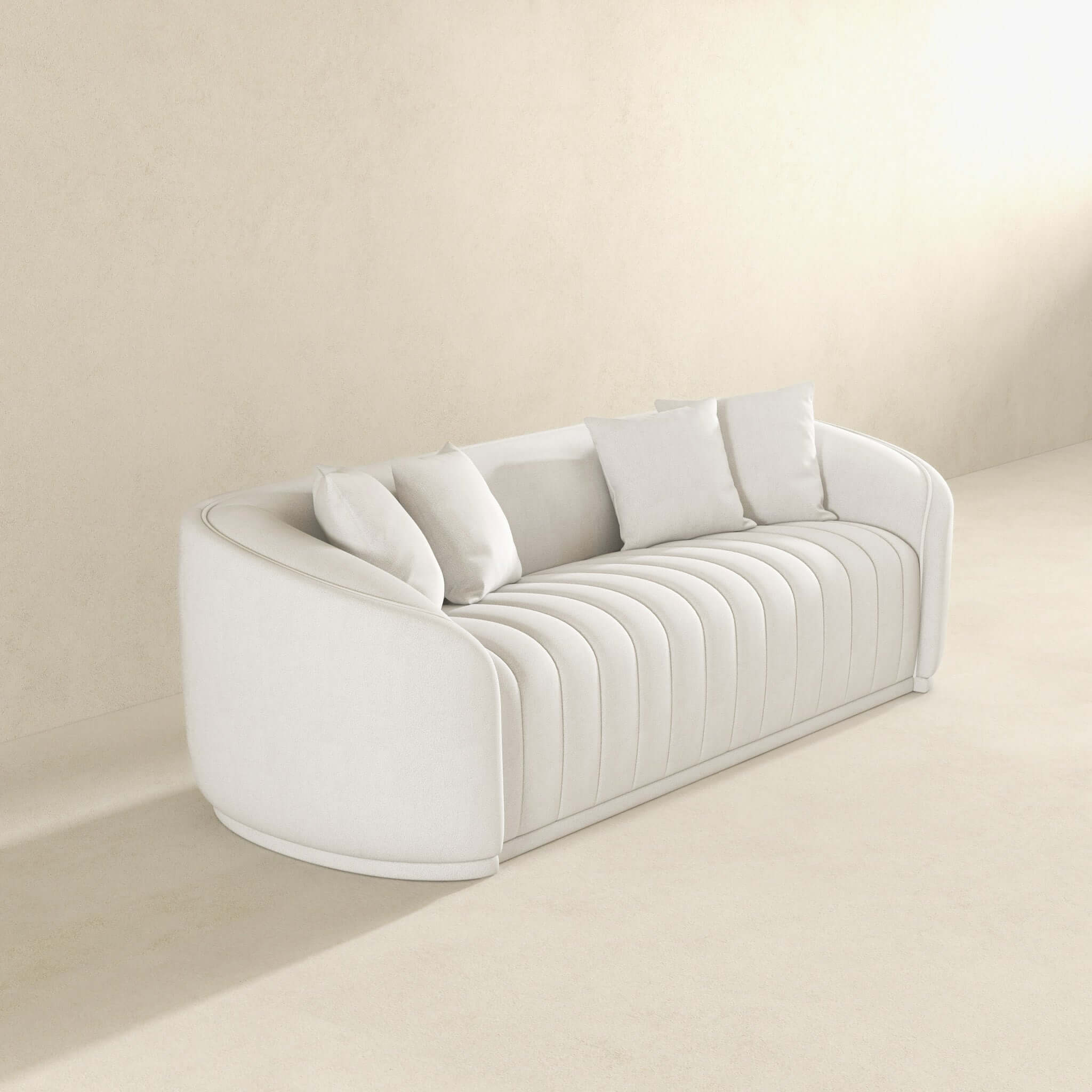 Markus Mid Century Modern Luxury Tight Back Boucle Couch In White - Image 4