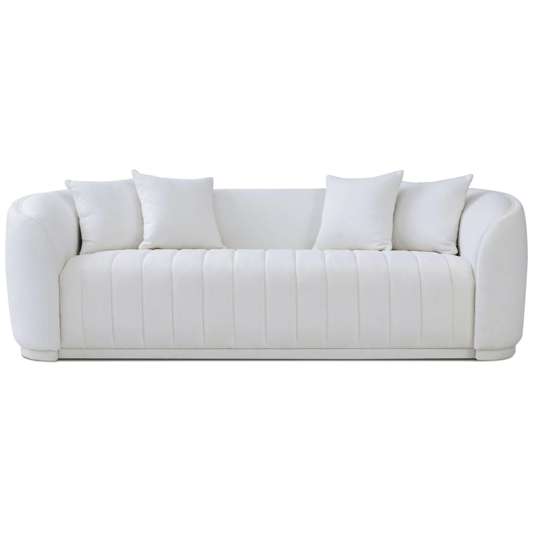 Markus Mid Century Modern Luxury Tight Back Boucle Couch In White - Image 6