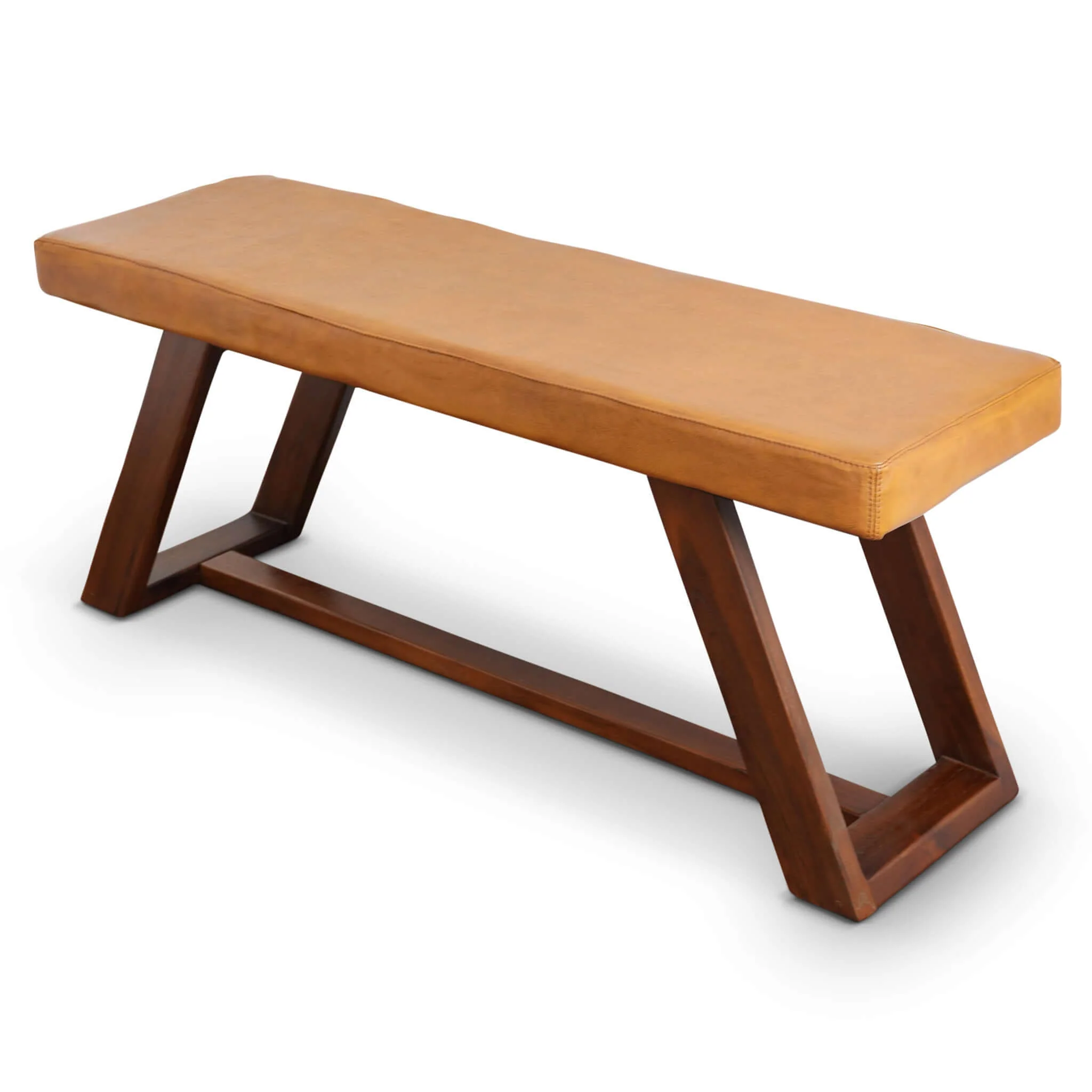 Marley Genuine Leather Bench In Tan - Image 6