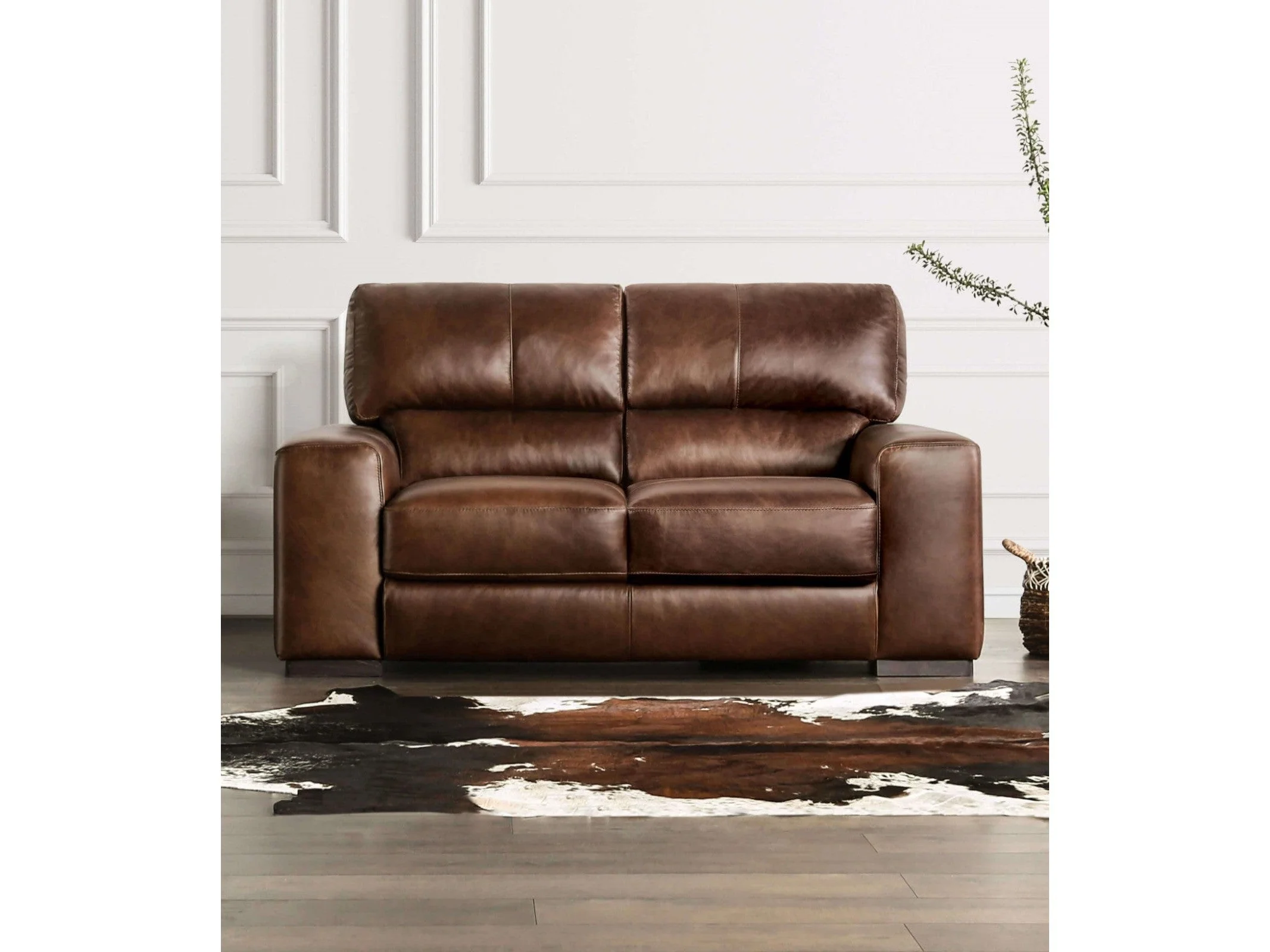 Marsicano Cognac Real Italian Leather Sofa