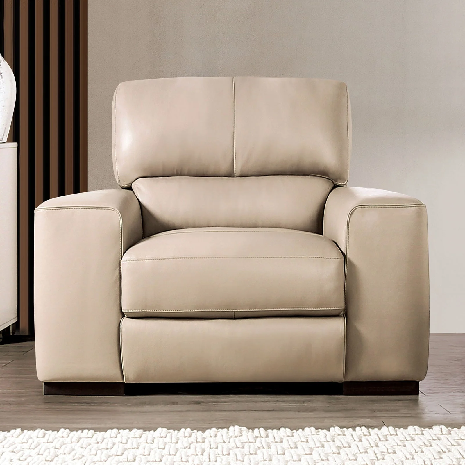 Marsicano Taupe Real Italian Leather Chair - Image 2