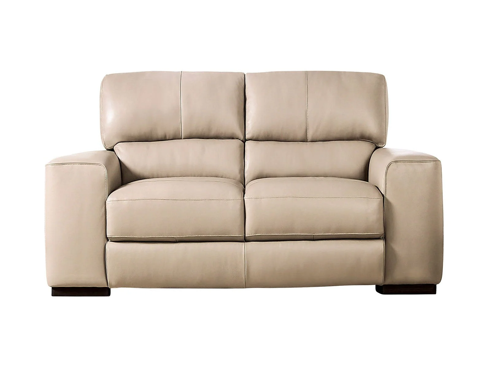 Marsicano Taupe Real Italian Leather Loveseat