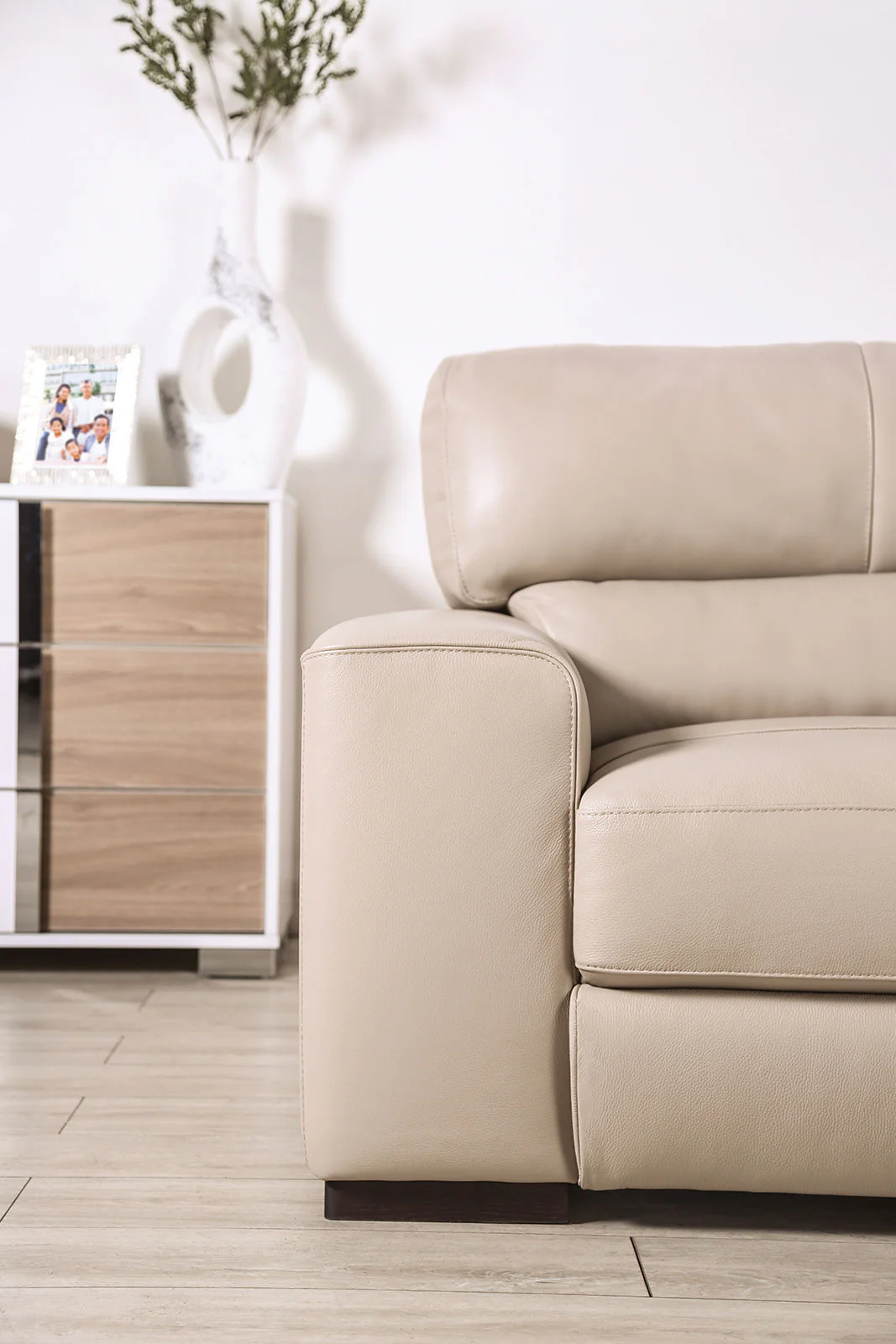 Marsicano Taupe Real Italian Leather Sofa - Image 3