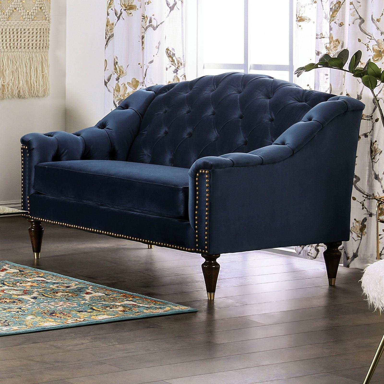 Martinique Blue Stationary Sofa & Loveseat 2pc - Image 3