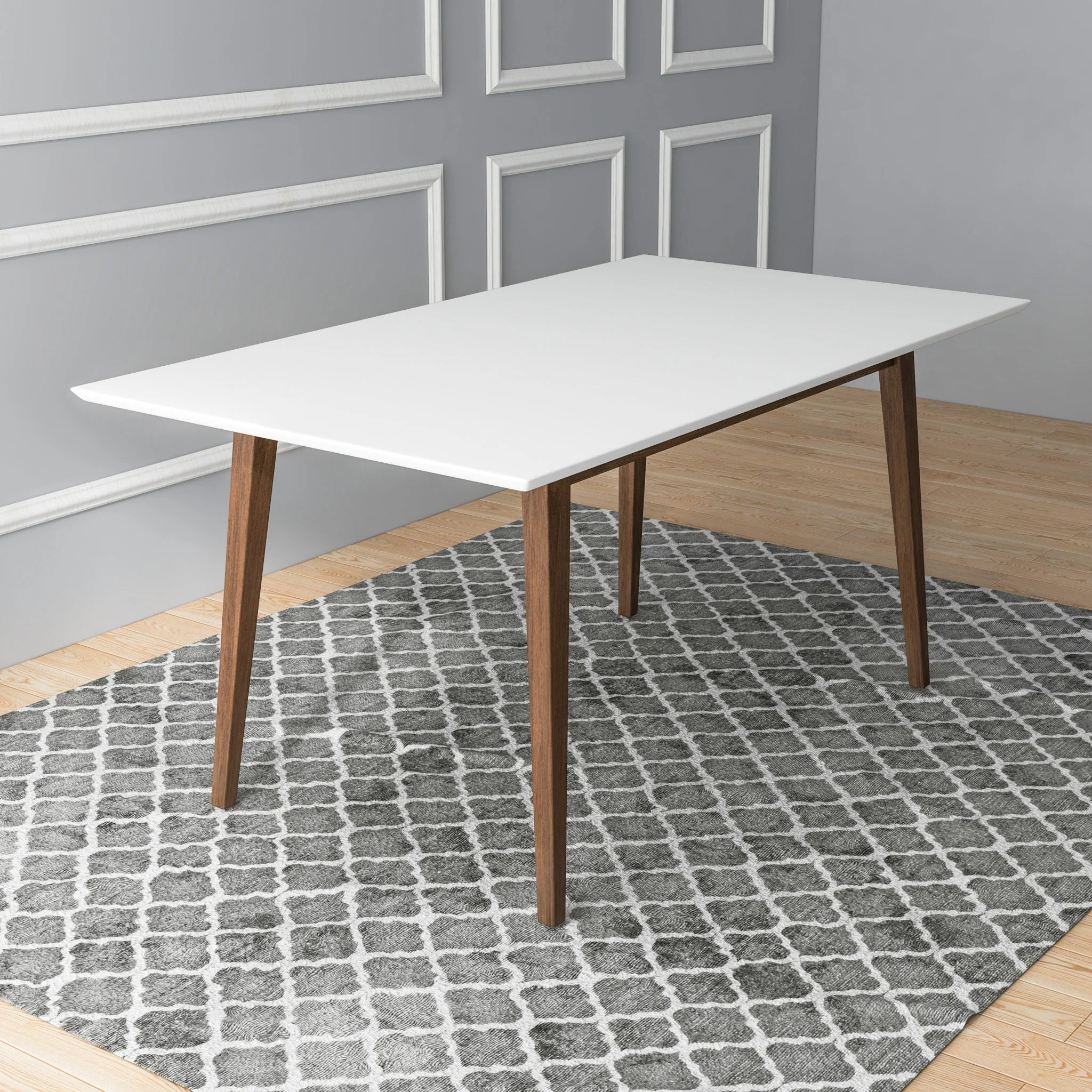 Mary Modern Style Solid Wood Rectangular Dining Kitchen Table 63" - Image 6