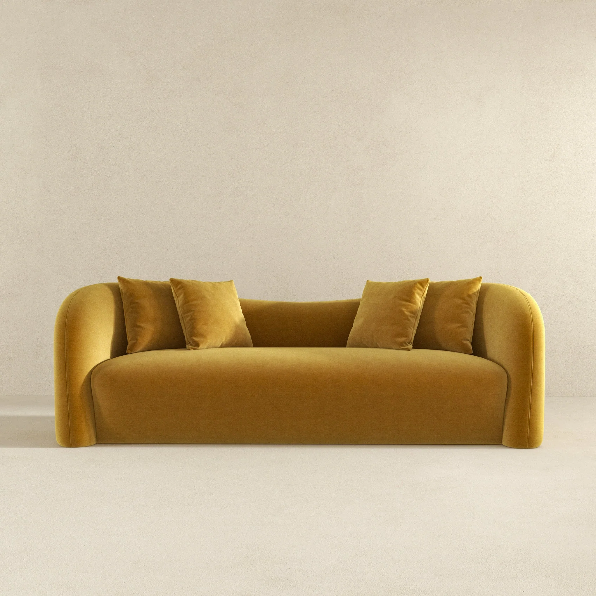 Mason Mid Century Modern Luxury Tight Back Curvy Gold Boucle Couch - Image 4