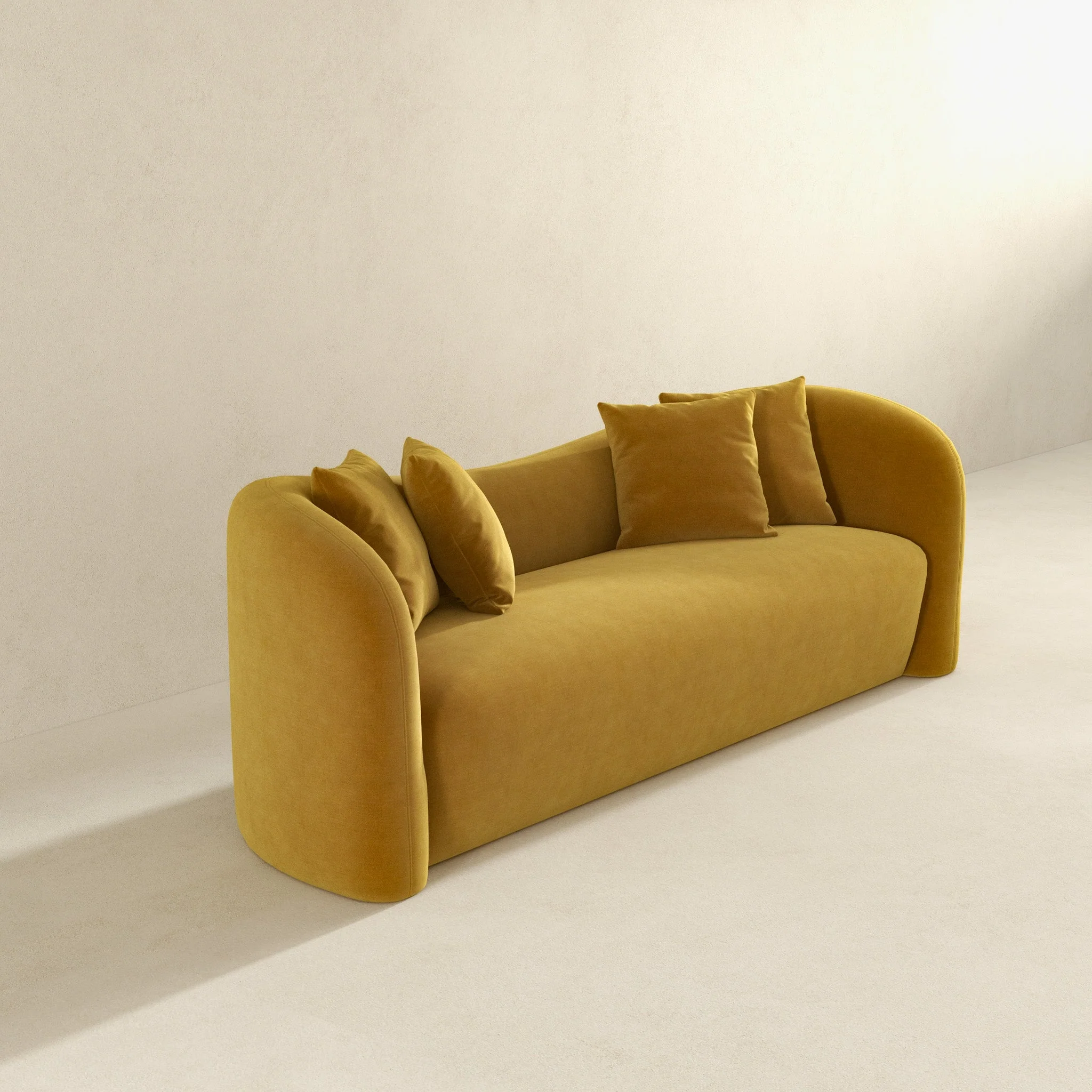 Mason Mid Century Modern Luxury Tight Back Curvy Gold Boucle Couch - Image 6