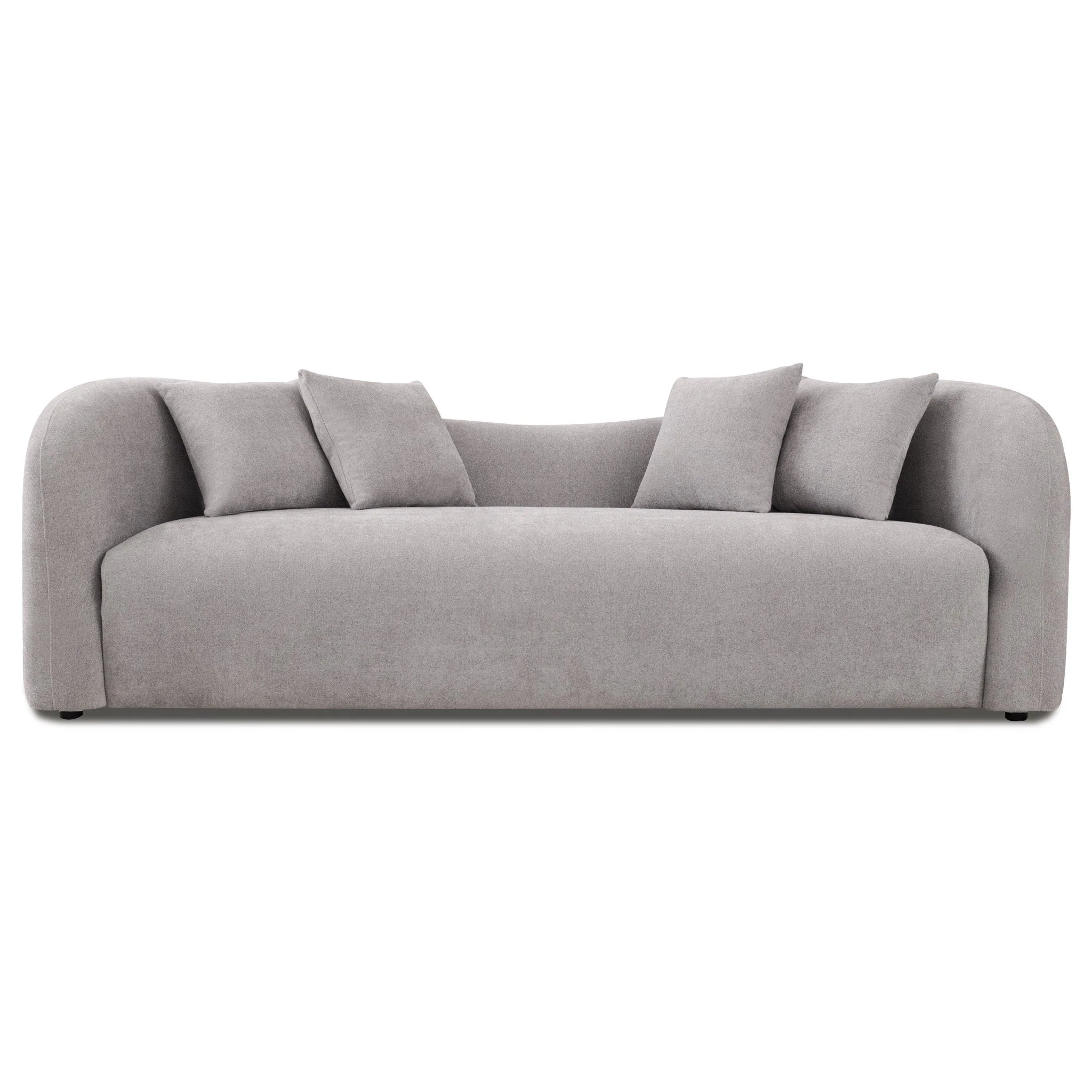 Mason Mid Century Modern Luxury Tight Back Curvy Grey Boucle Couch