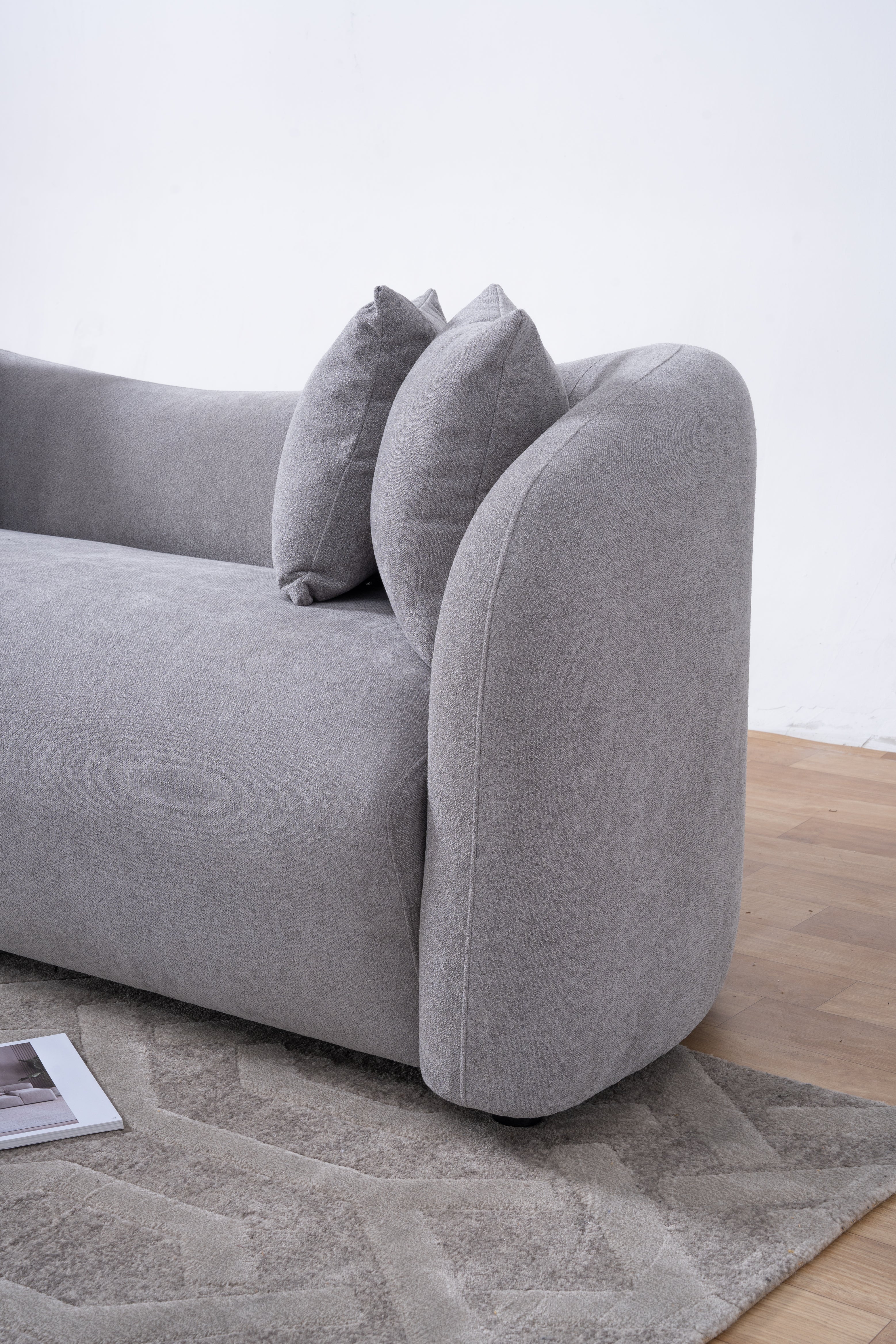 Mason Mid Century Modern Luxury Tight Back Curvy Grey Boucle Couch - Image 7