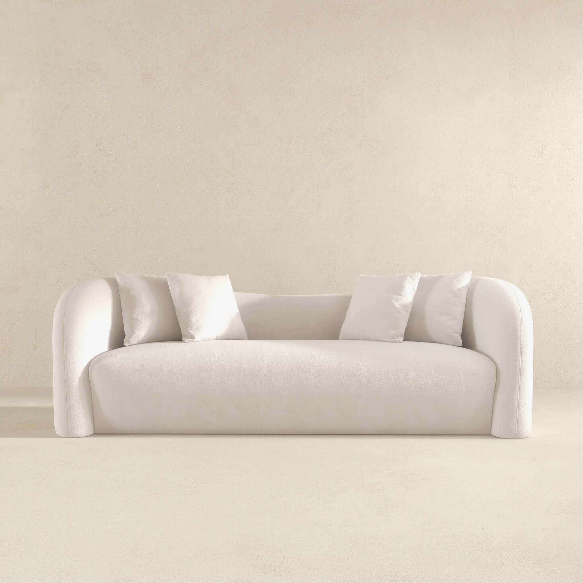 Mason Mid Century Modern Luxury Tight Back Curvy White Boucle Couch - Image 5