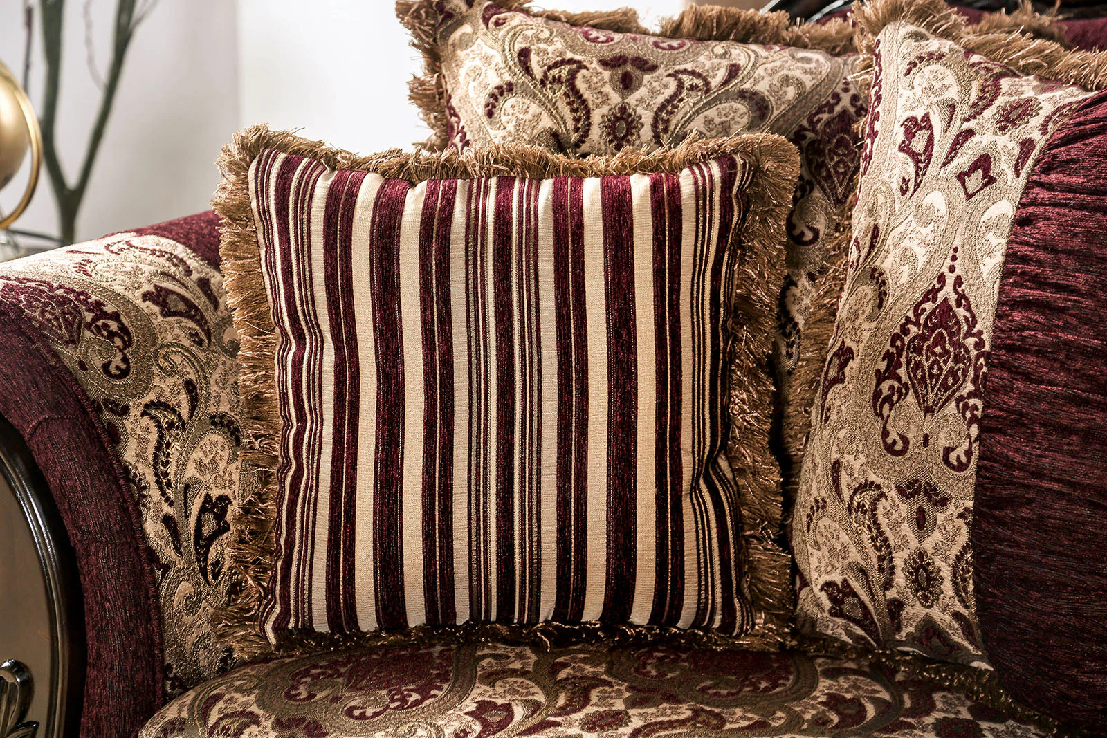 Matteo Burgundy/Brown Sofa - Image 4