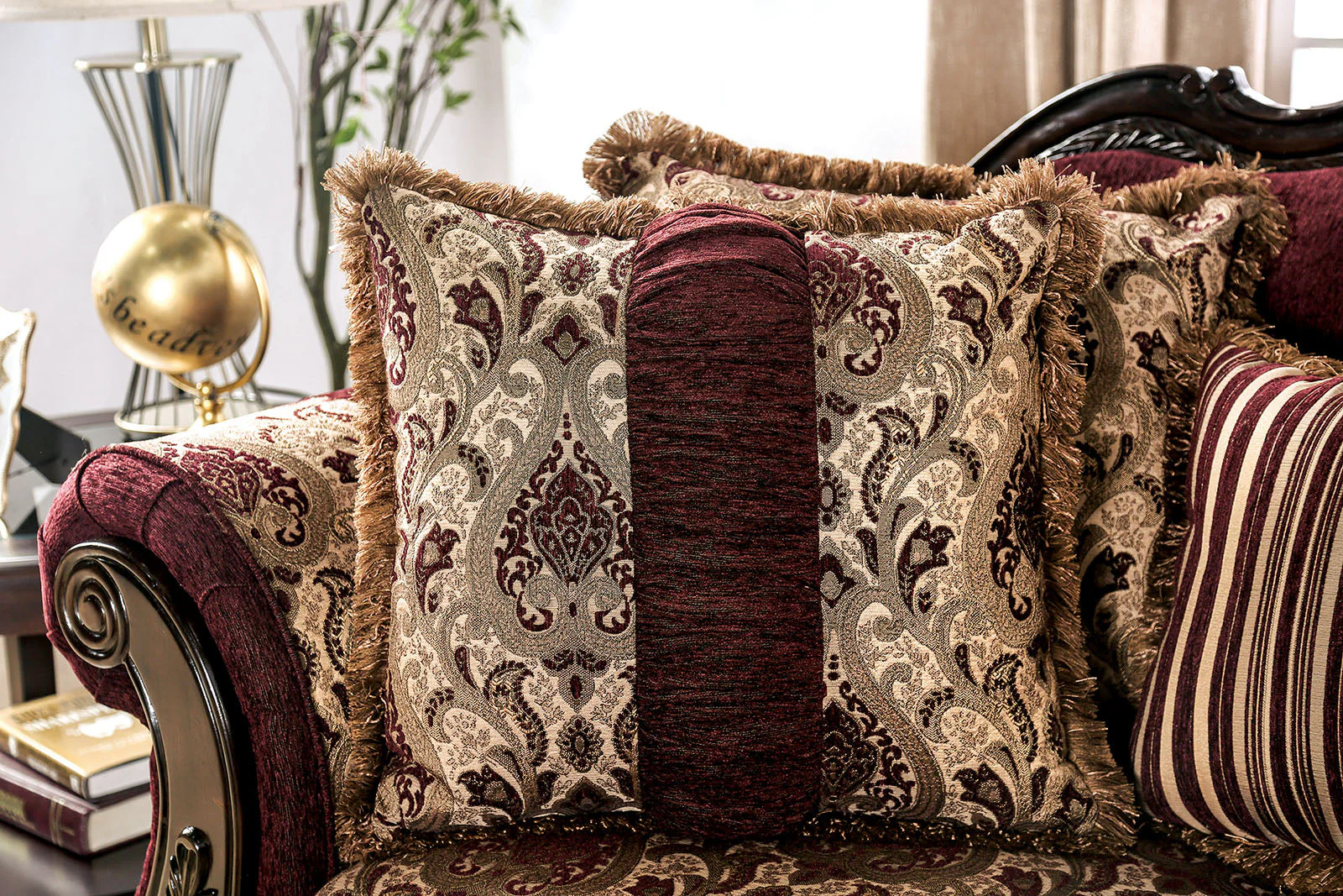 Matteo Burgundy/Brown Sofa - Image 5
