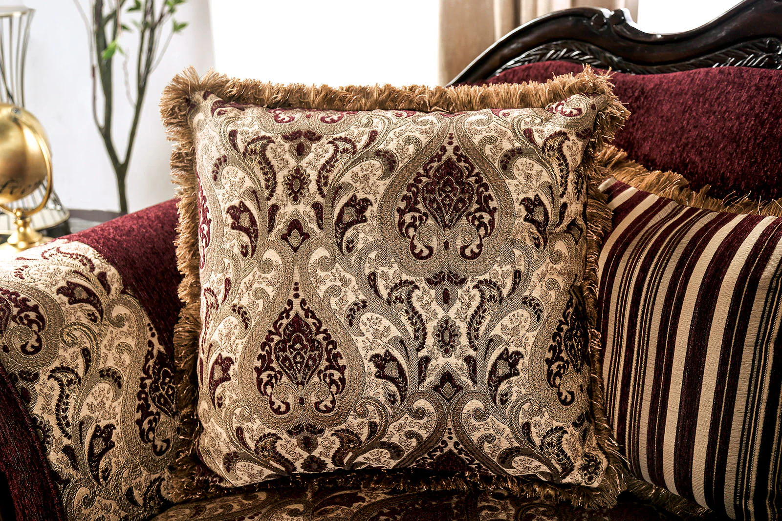 Matteo Burgundy/Brown Sofa - Image 6