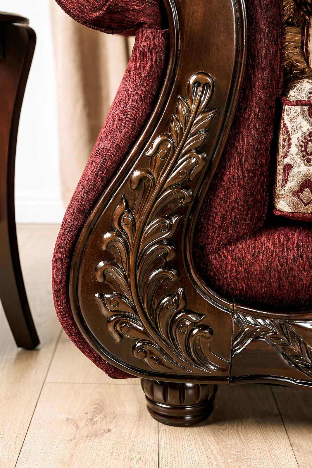 Matteo Burgundy/Brown Sofa - Image 7